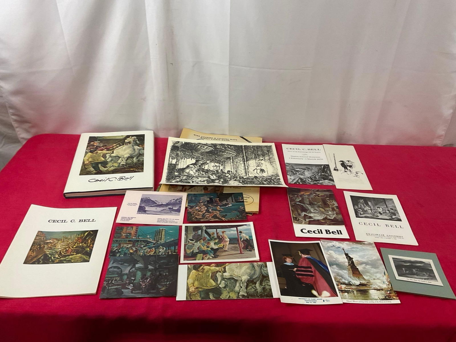 Collection of Cecil Bell Art, Sketch 10 x 16 inches, never finished. Book, a few pamphlets, and m... (1 of 6)