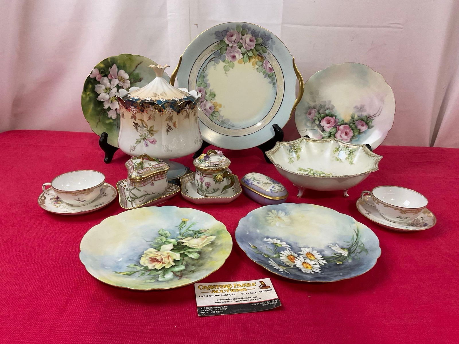 Vintage Porcelain by Brands incl. Royal Copenhagen & RS Germany/Prussia, Fine Handpainted Details: Appears to be in good shape. The larger piece measures approx 11 x 9.5 inches or so. See pics. E-3530