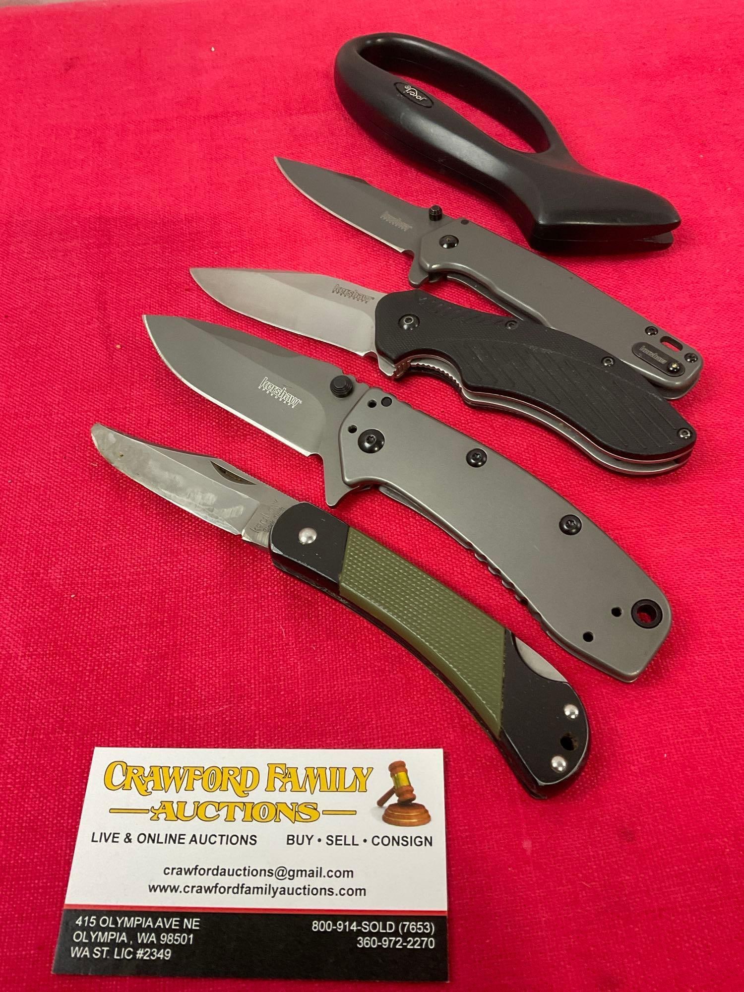 4 Kershaw Folding Knives, Stainless Steel, Knife Sharpener (1 of 3)