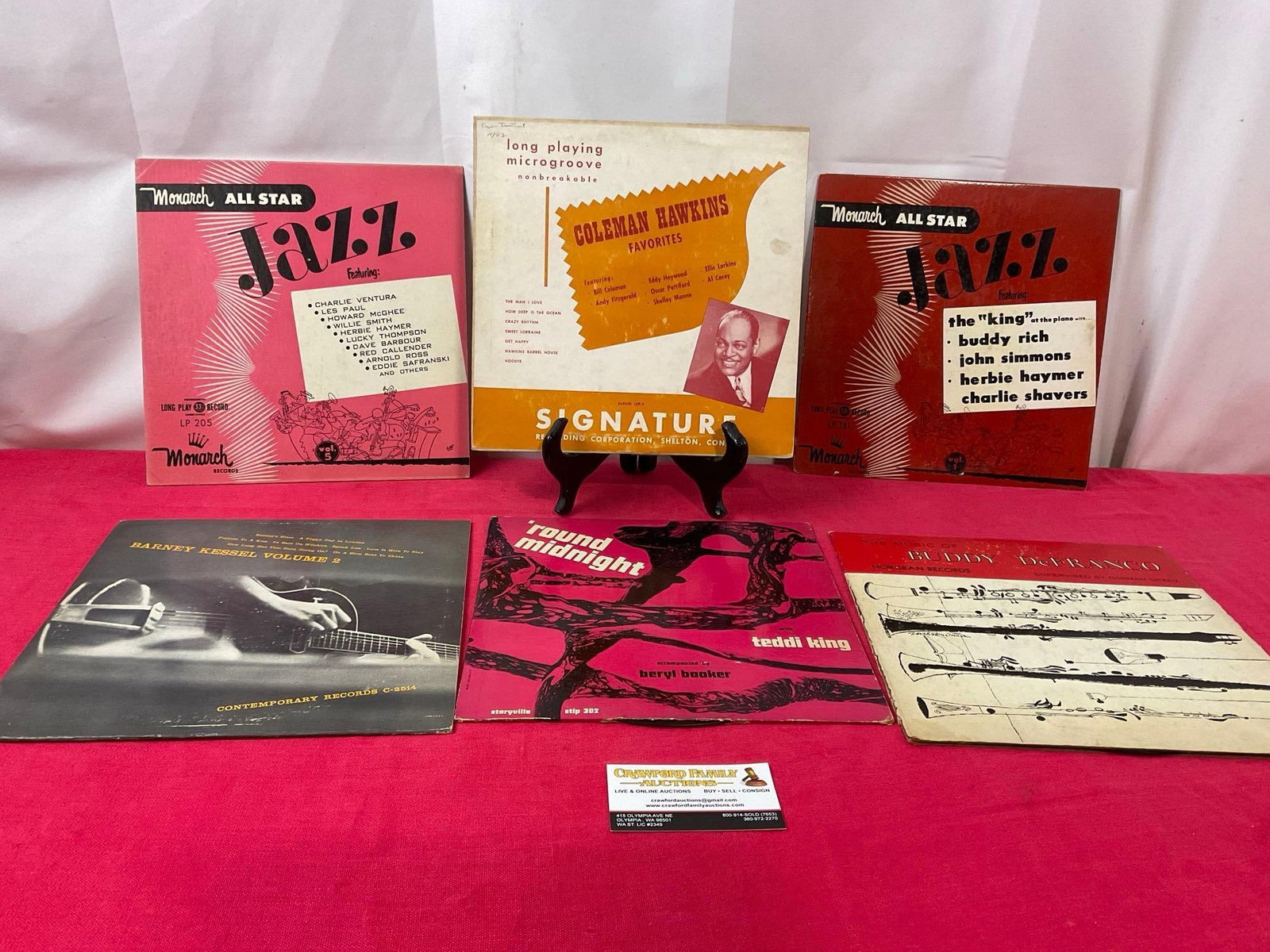 Collection of 6 Jazz Vinyl Records, Monarch All Star Jazz 1&2, Barney Kessel Vol 2, round midnigh... (1 of 5)