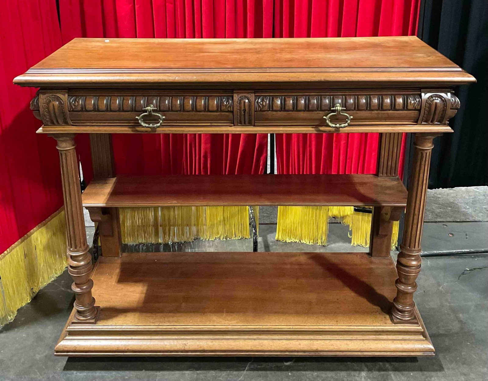 Incredible Antique 1870 French Hand Carved Walnut Dessert Server w/ Marble Top. See pics. (1 of 11)