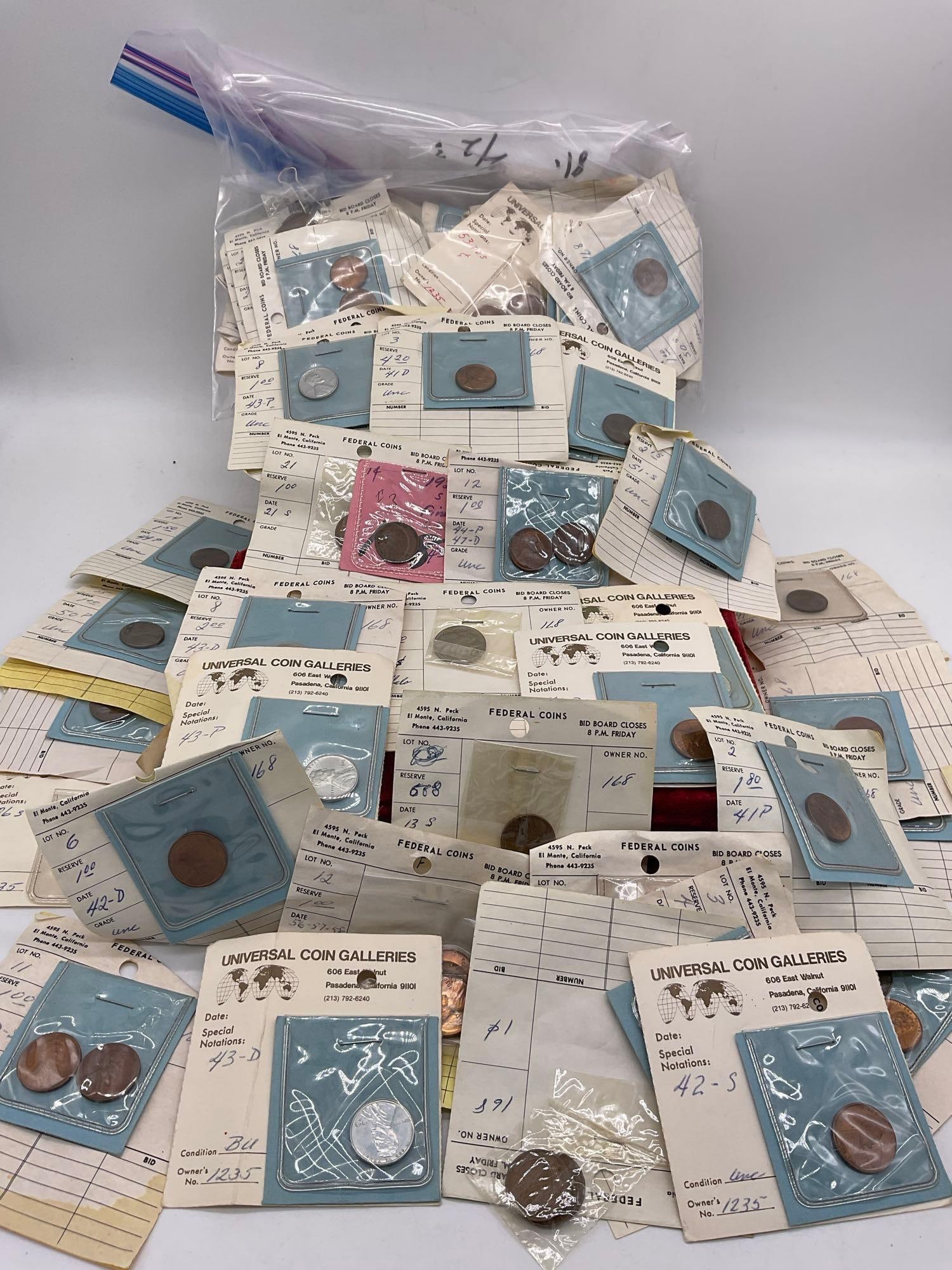 large Selection of sleeved wheat pennies some semi Key dates , nice selection of coins See pics (1 of 4)