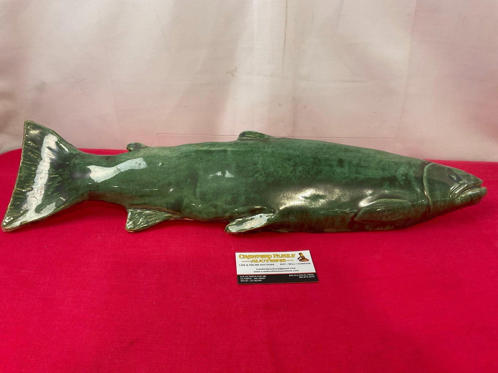 Large Handmade Stoneware Rainbow Trout, Glazed & signed Richard Fullerton, 24.5 inches long, 6 wide (1 of 8)
