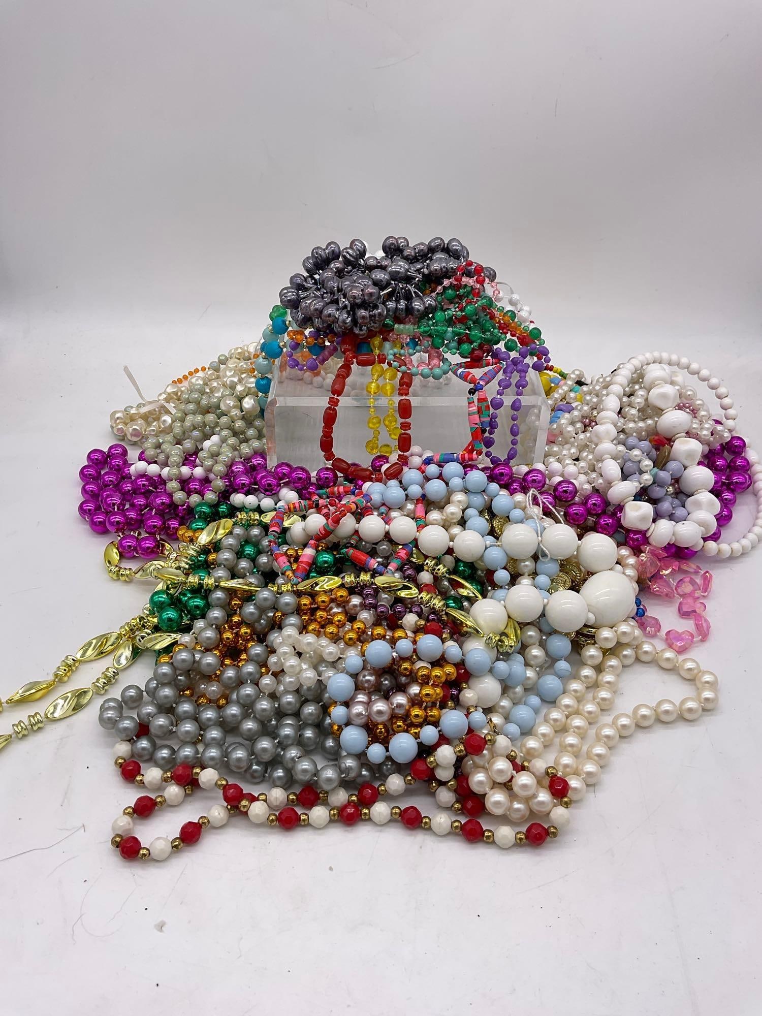 Collection of Beaded Costume / Party Necklaces - Various Styles & Sizes: see pics. Nice variety. T-414