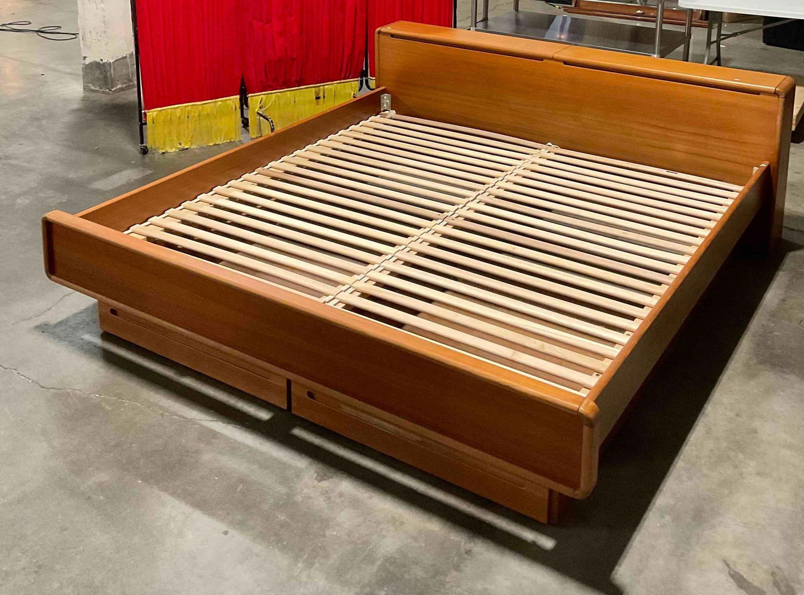 Sun Cabinet Co. Teak Wood King Sized Bed Frame w/ Drawers & Storage. As Is. See pics. (1 of 10)