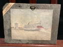Painted Antique Roofing Slate Tile Wall Hanging, titled The Delta Queen by Archie Boyd, 12 x 16 in