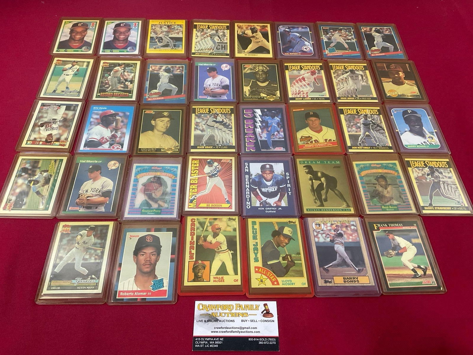 Assortment of 38 Baseball Cards, all star players, Score, Topps, Bo Jackson, a few rookies, & more (1 of 5)