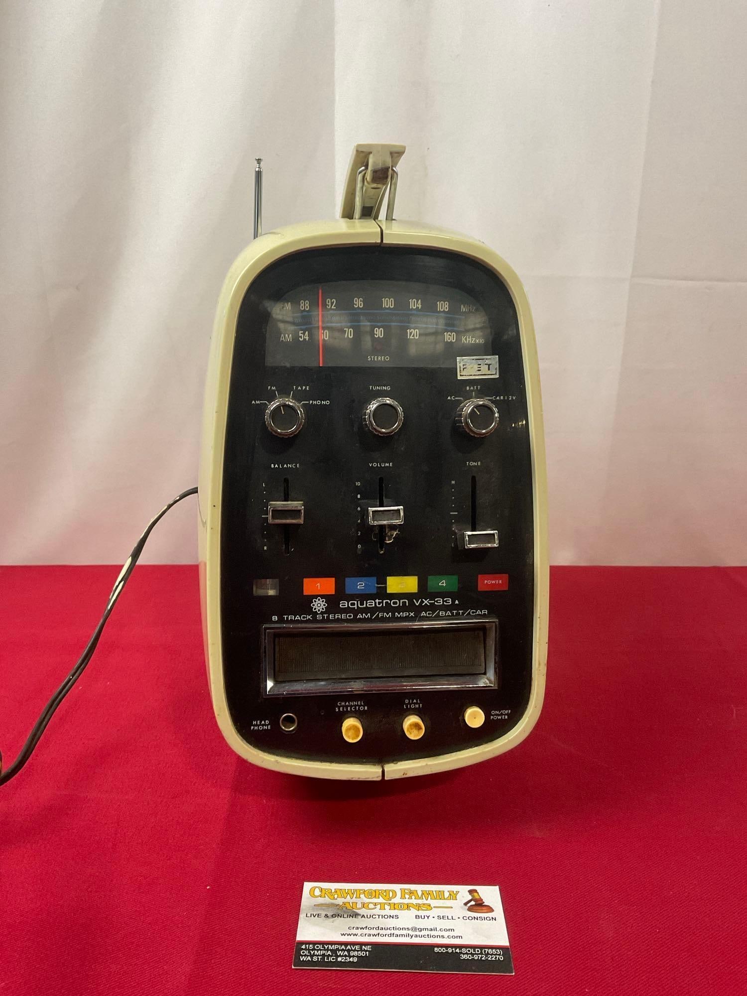 1970's Brother Egg Aquatron VX-33 8 Track Stereo Tape Player, AM/FM MPX/Phono, tested and working (1 of 7)