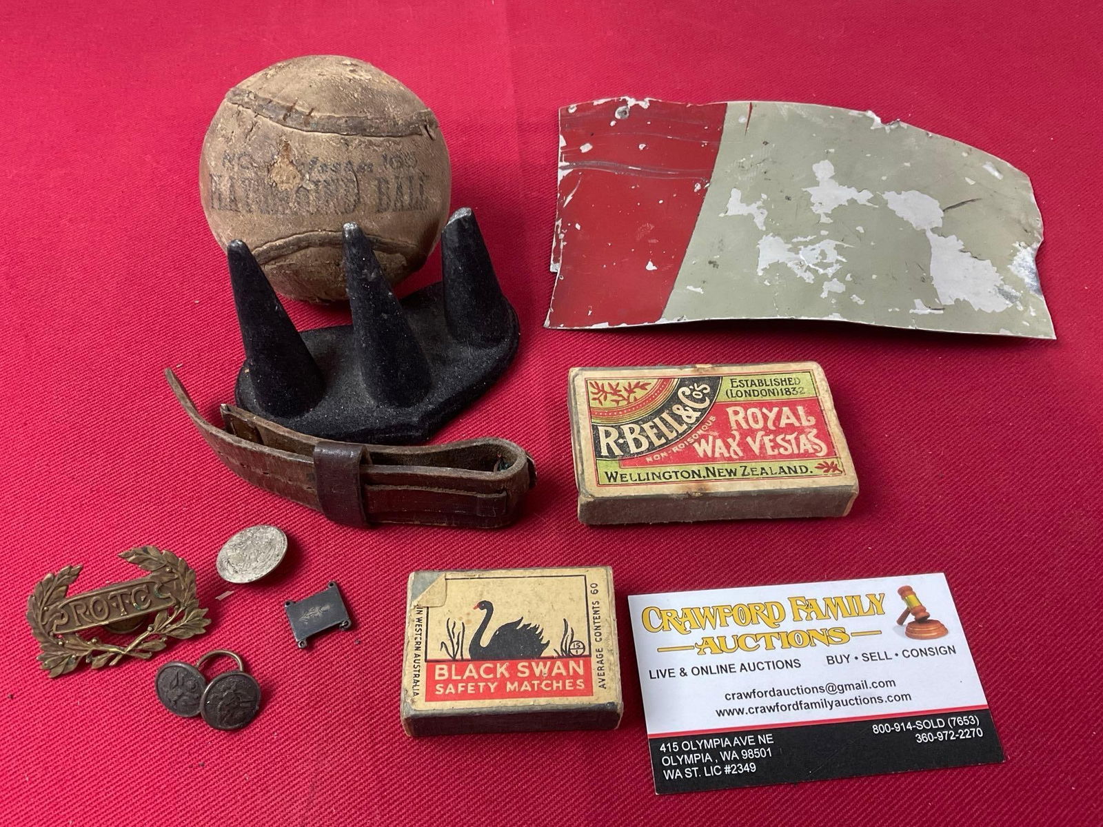 WWII Collectibles Lot, Small Piece of Japanese Zero Plane, Pacific Theatre played Baseball & Pins (1 of 7)