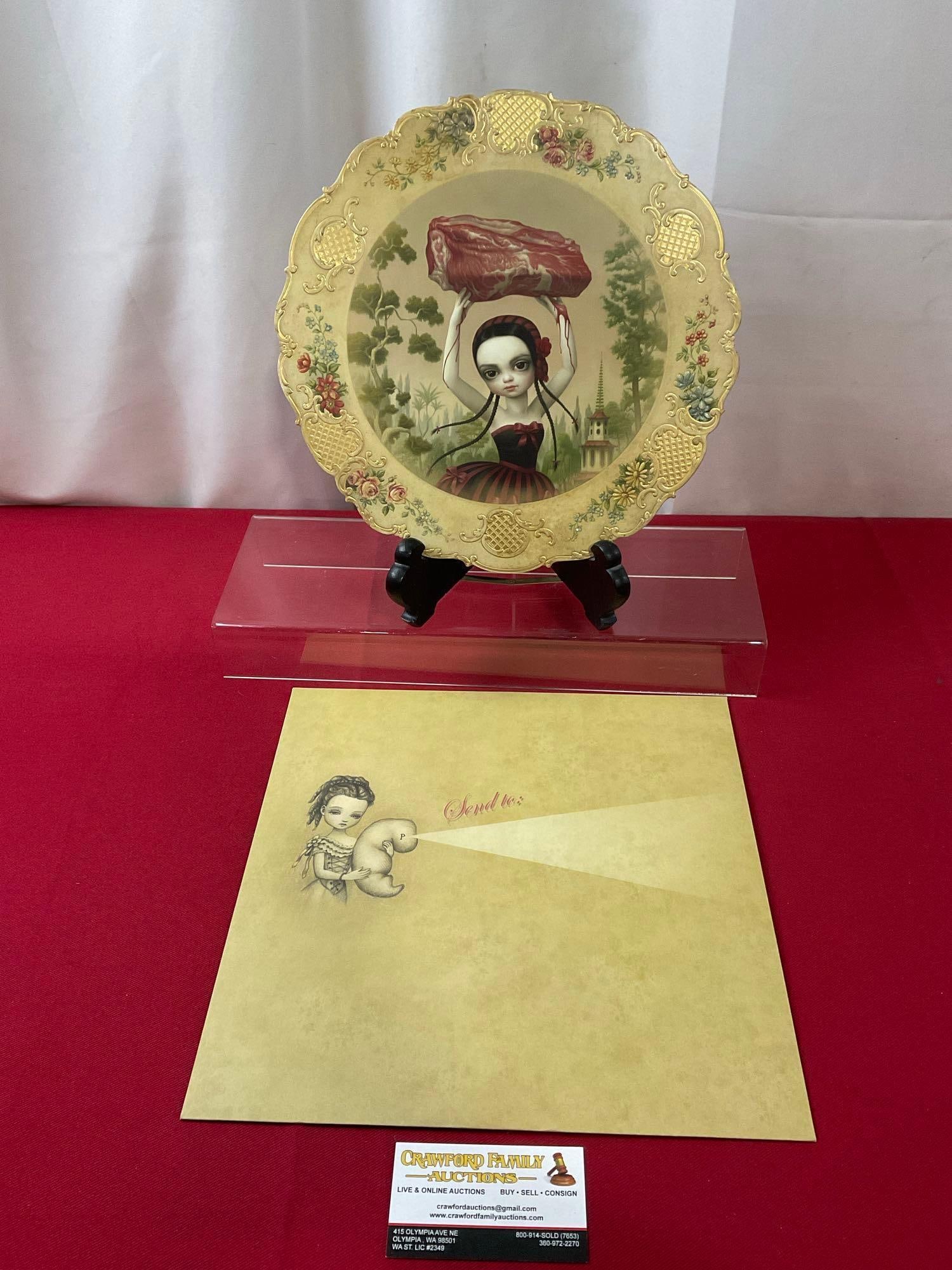 Invitation to the Kohn Gallery, w/ Art from Mark Ryden, Gay Nineties West 2014, 11 inches: The piece seems to be cardboard, and it comes in the mailing envelope. All from a single collection in lots 106-120 & 141-148. Appears to be in good shape. The piece measures approx 11 inches in d