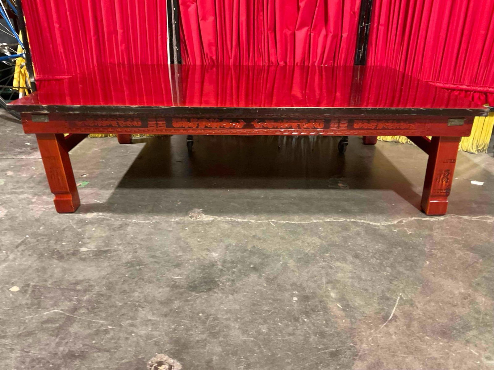 Vintage Beautiful Asian Style Red Finish Wood Low Folding Table. Very Good Condition. See pics. (1 of 5)