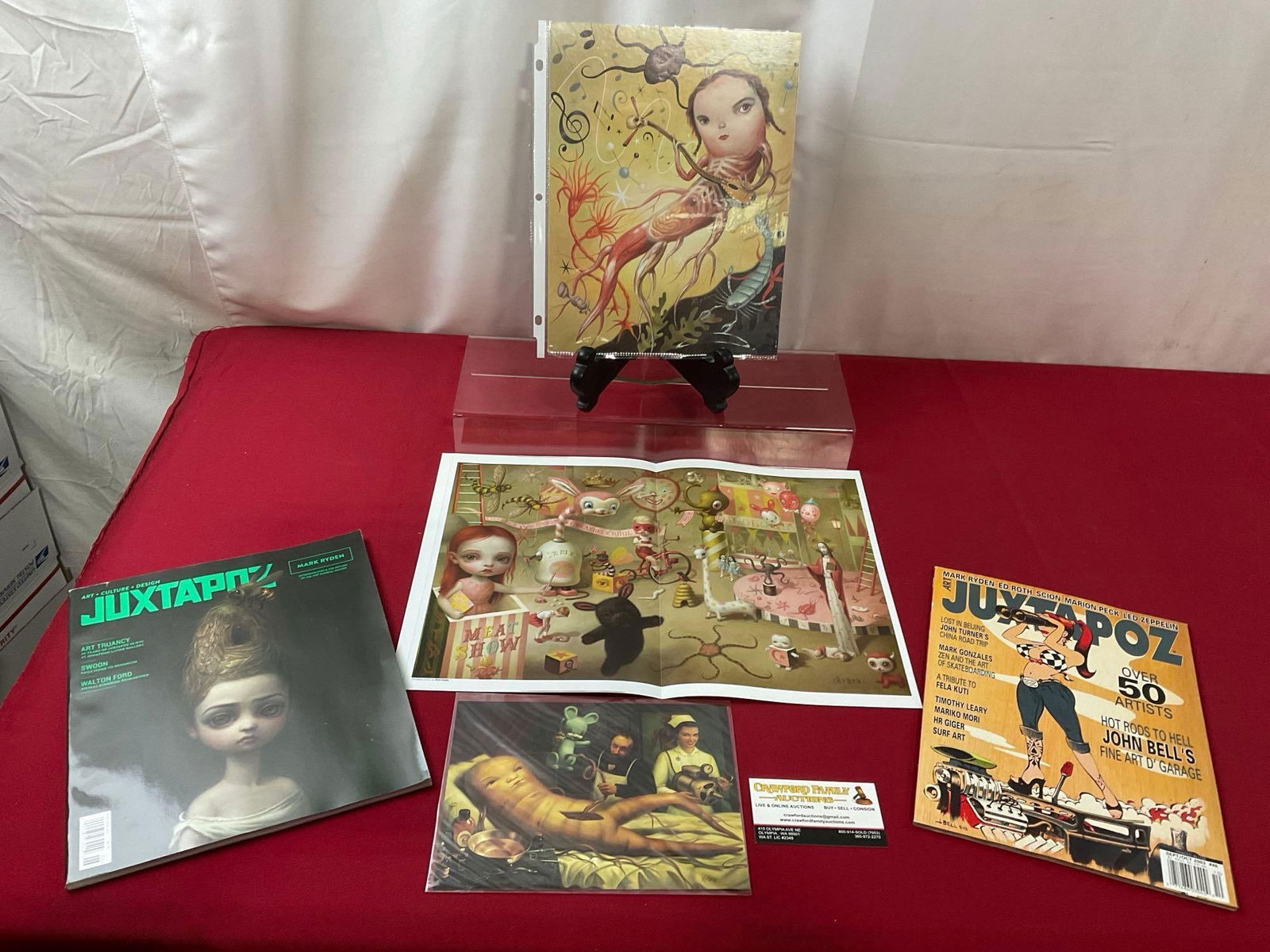 Cards, Pages & pair of Juxtapoz magazines that feature the Art from Mark Ryden, Meat Show, & more (1 of 6)