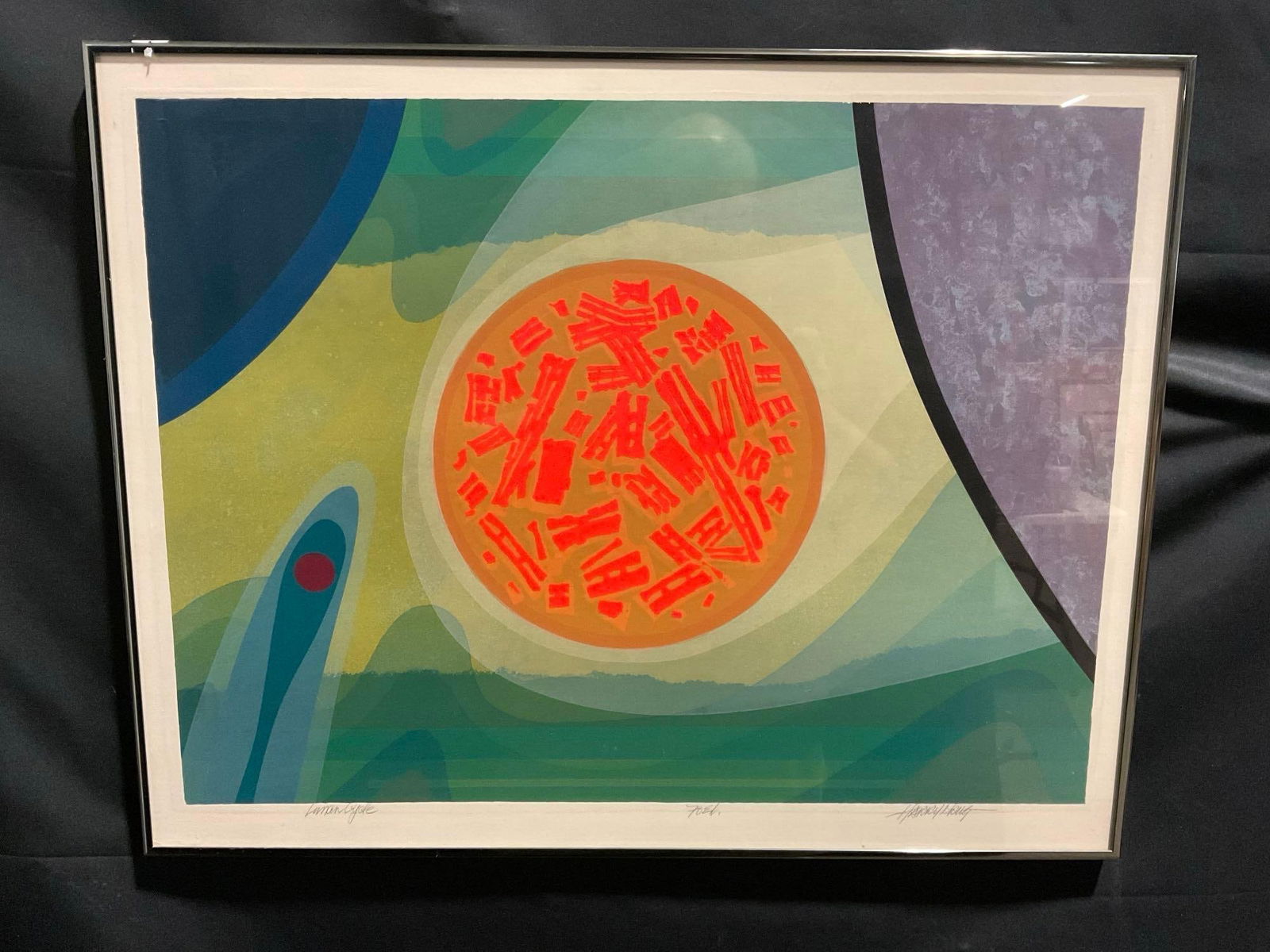 Framed Serigraph titled Lunar Cycle by Harry Krug 20.5h x 25.5w inches (1 of 6)
