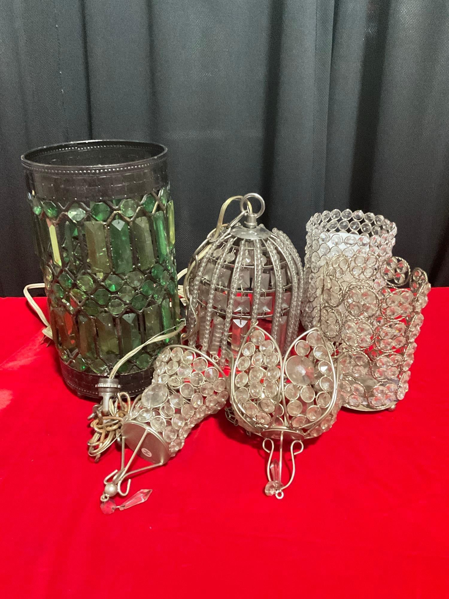 Collection of Cut Glass Lighting Fixture & Candle Holders - See pics: In fair to good shape. Nice collection, T-414