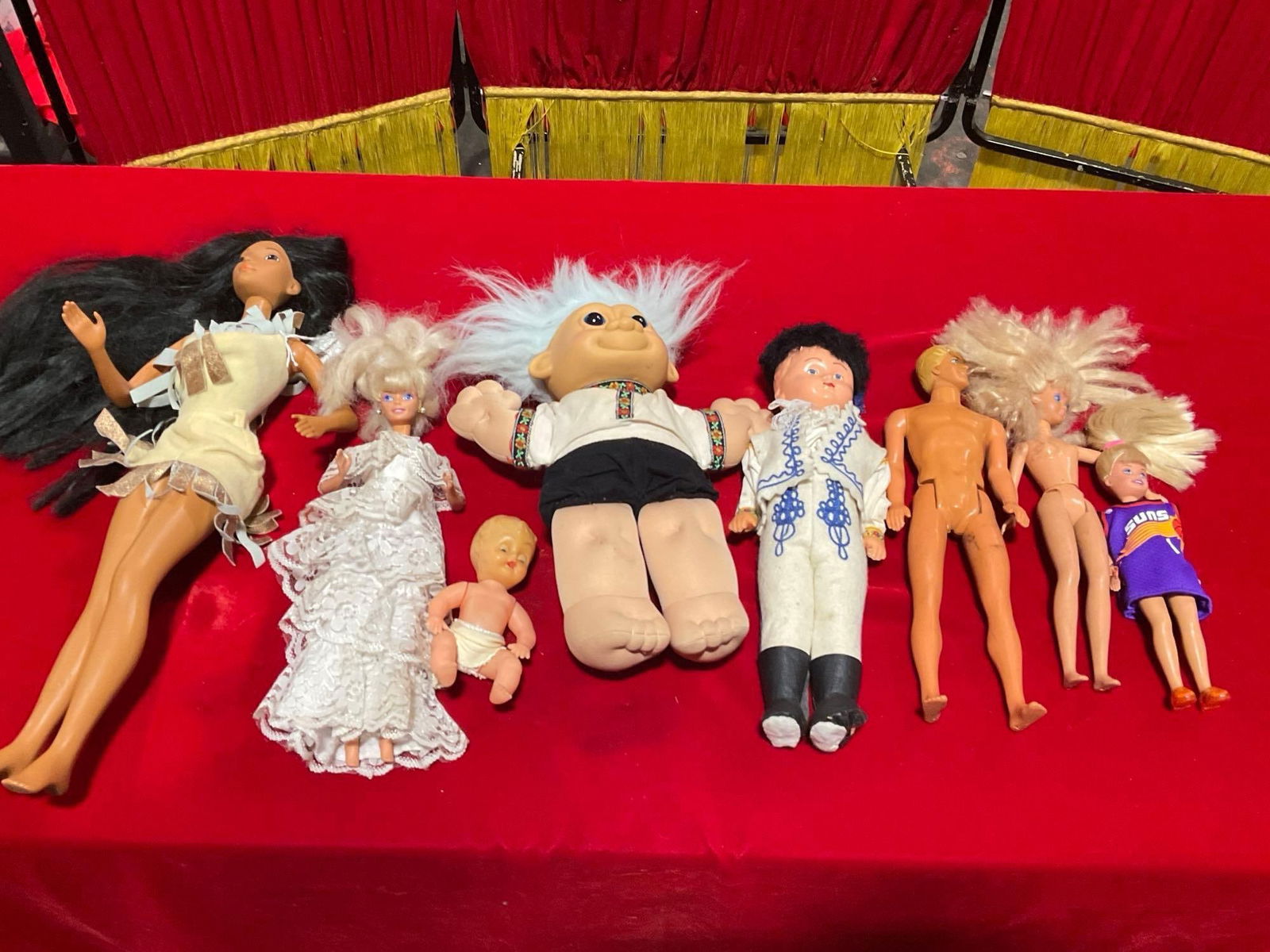 Collection of 8 Vintage Assorted Dolls - Mainly Barbie, Charles Barkley Barbie Doll,: Also includes Pocahontas. T-3740