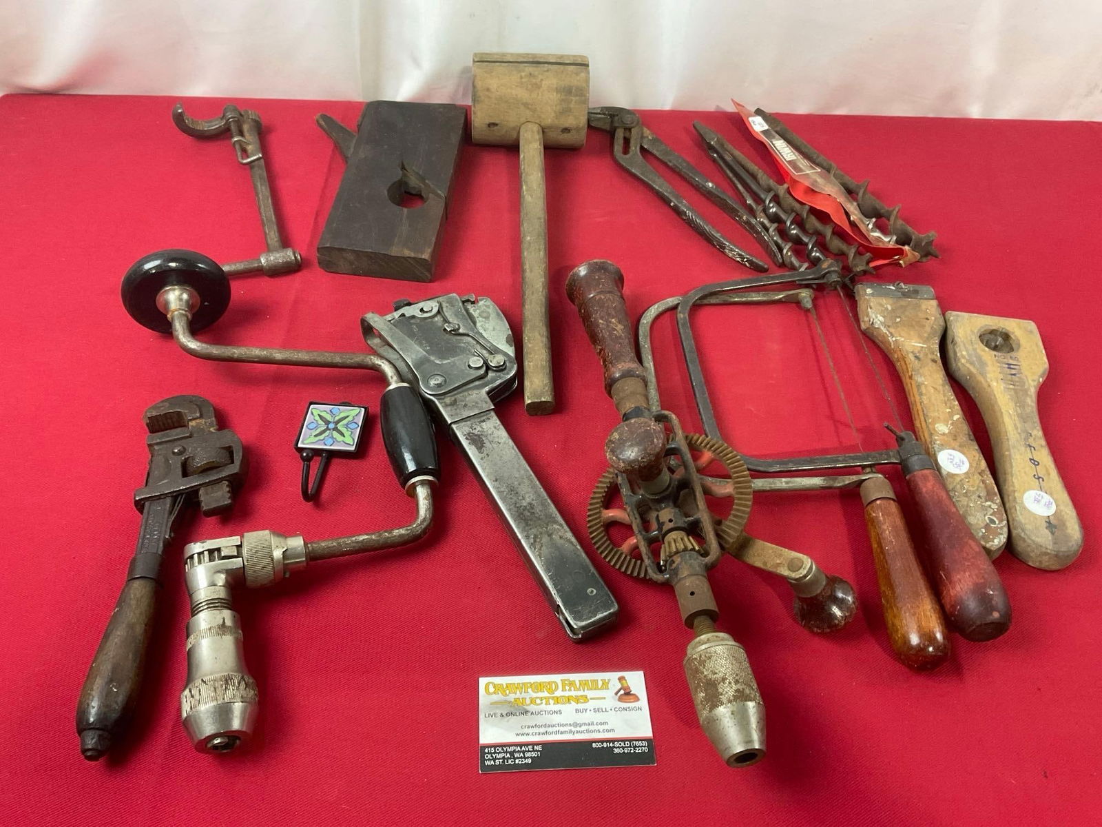 Assortment of Tools, Bostitch Stapler, Trojan & Dunlap Coping Saws, Monkey Wrench, Hand Drill & m... (1 of 13)