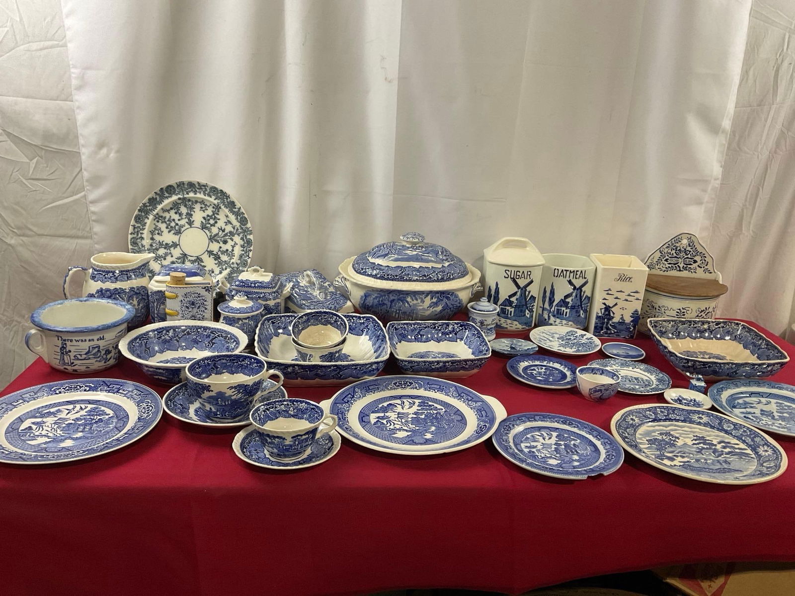 Vintage Ironstone Blue Transferware, variety of pieces, approx 38 pieces (1 of 6)