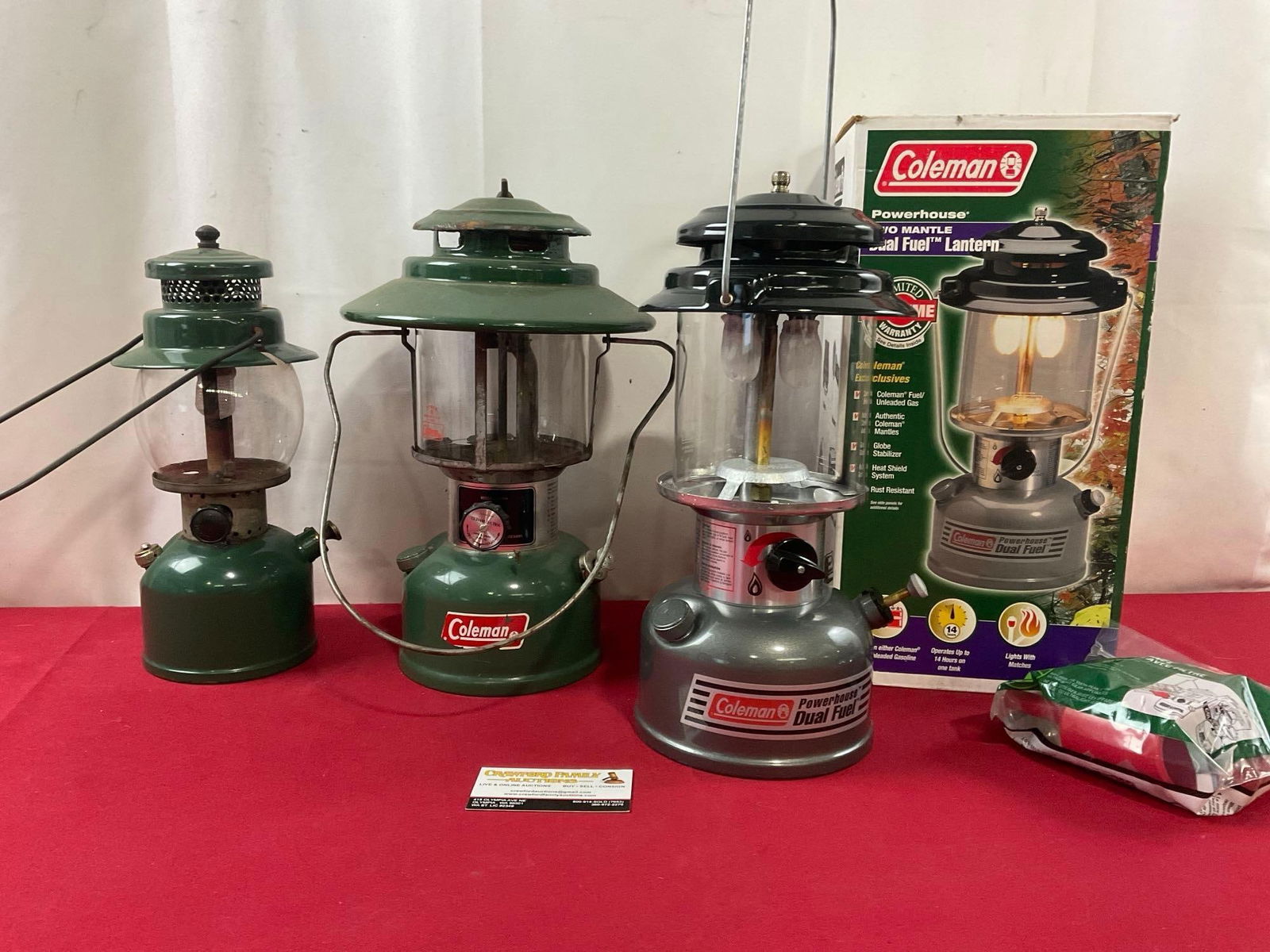 3 Coleman Lanterns, Powerhouse Dual Fuel 295-700, 1970s Big Hat, & 1950s Model 242C (1 of 3)