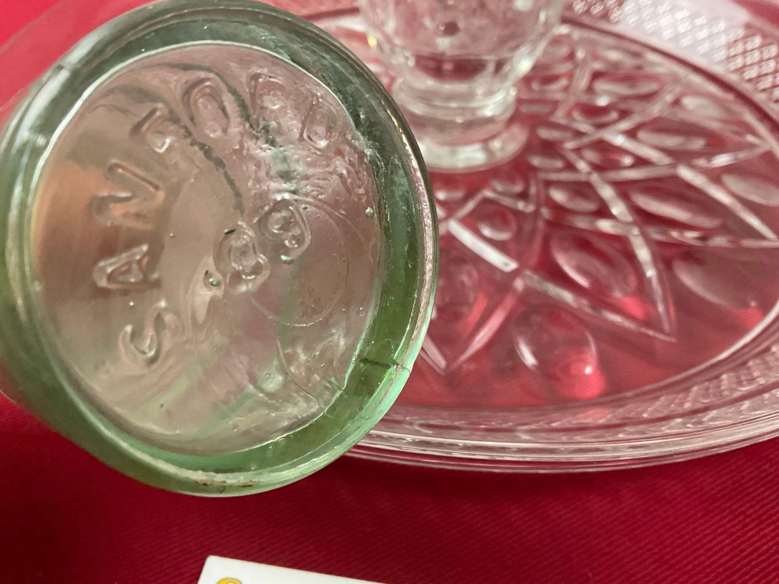 Footed Compote, Ruby Glass, Imperial Cape Cod Cakeplate, Rose Glass Floral Vase, Fenton Salt Cellar (1 of 7)