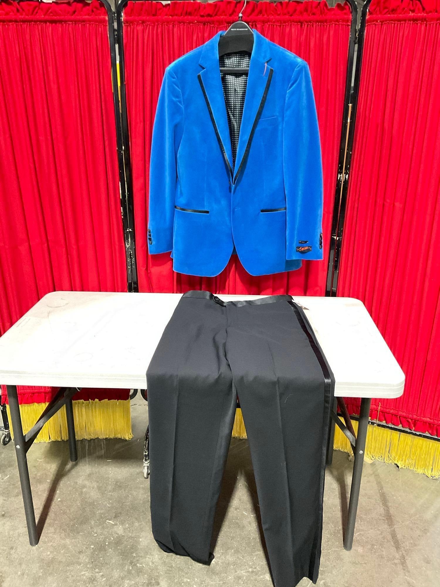 Egara Slim Fit Blue - Lg Suitcoat - & 40L 34W Black Slacks - See pics (1 of 6)