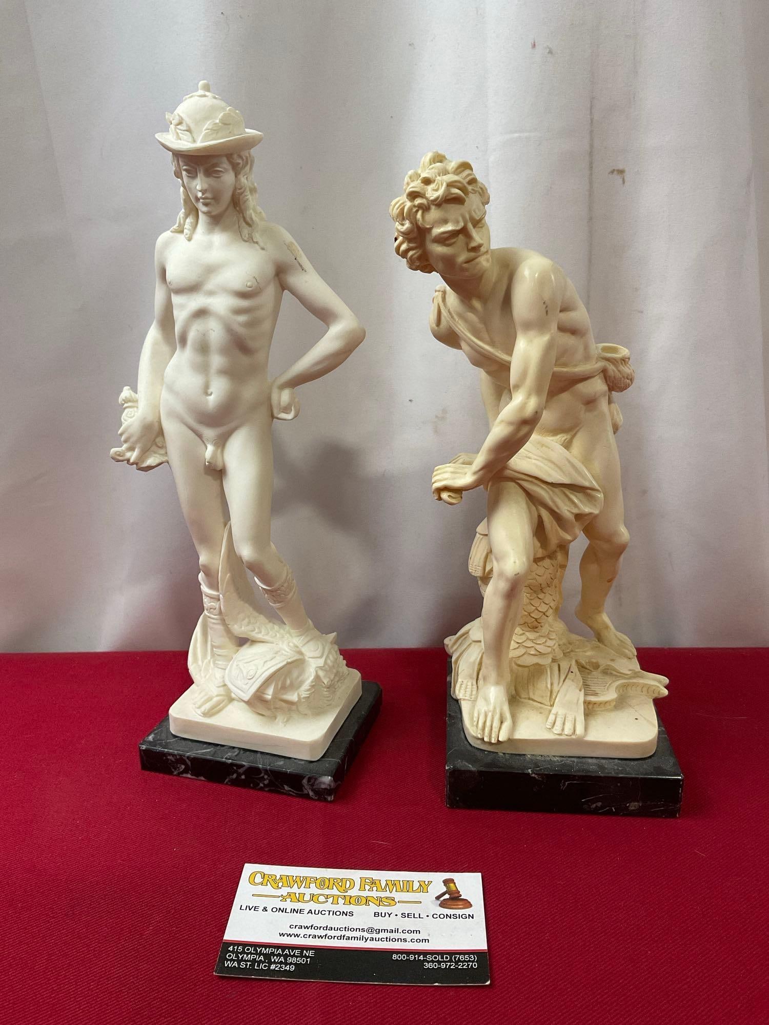 Pair of David Sculptures Donatello & Bernini, By acclaimed sculptor C Ruggeri Stone & composite (1 of 6)