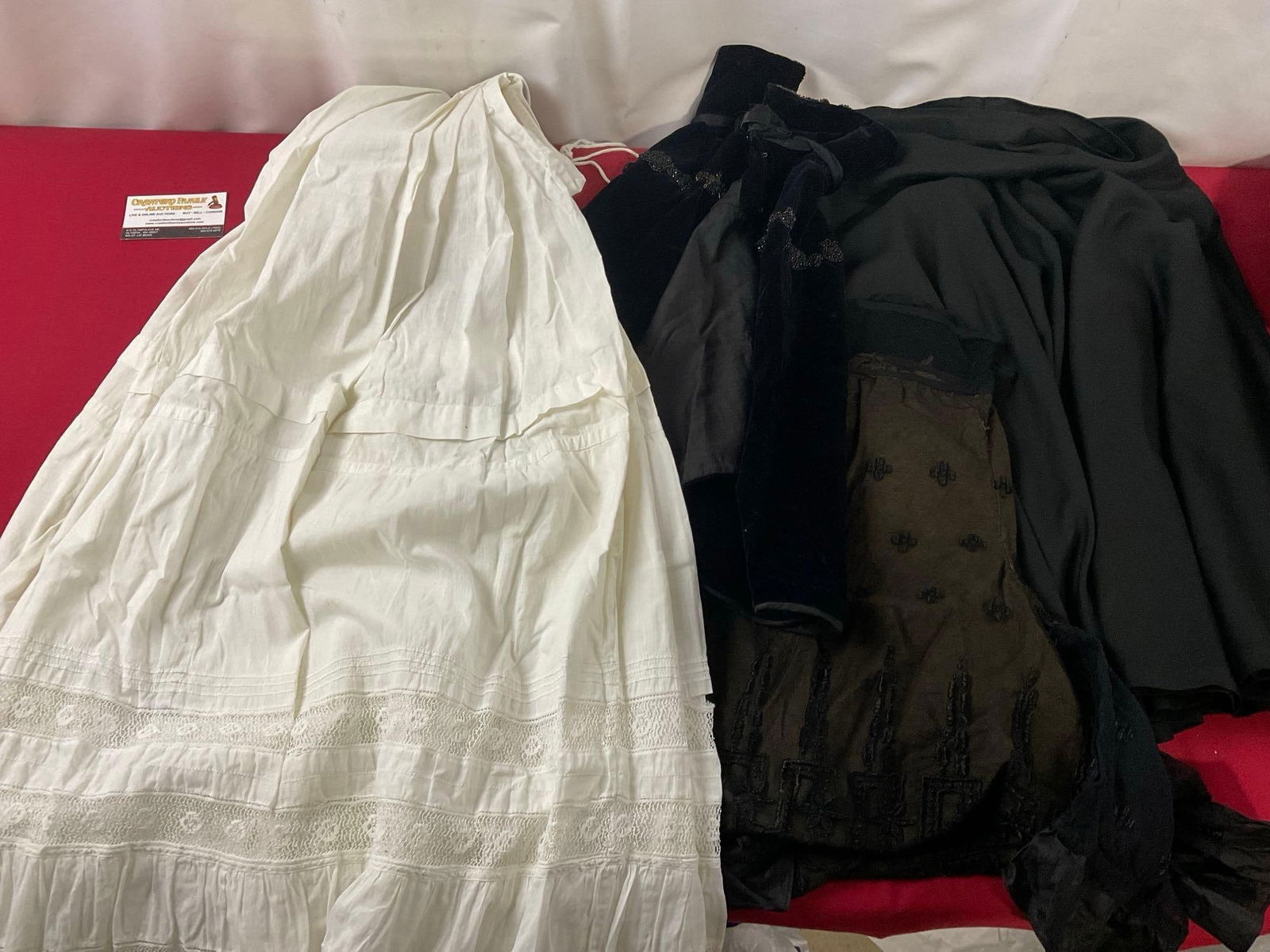Variety of 3 Antique Skirts, & other clothes, Embroidered Skirt, Velvet cape (?) & more (1 of 5)