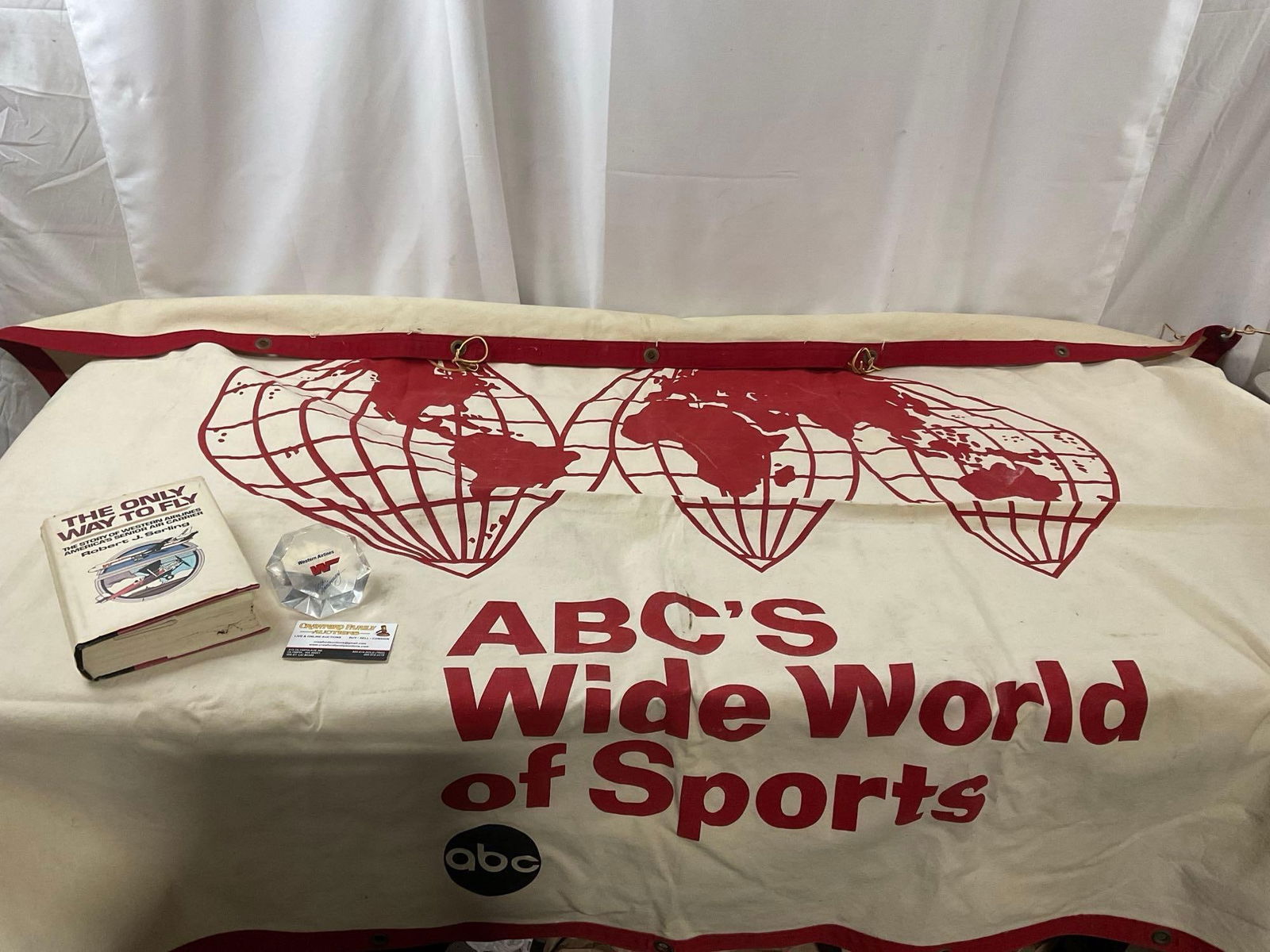 ABC Wide World of Sports Flag, Signed The Only Way to Fly by Robert J. Serling, Western Airlines ... (1 of 6)
