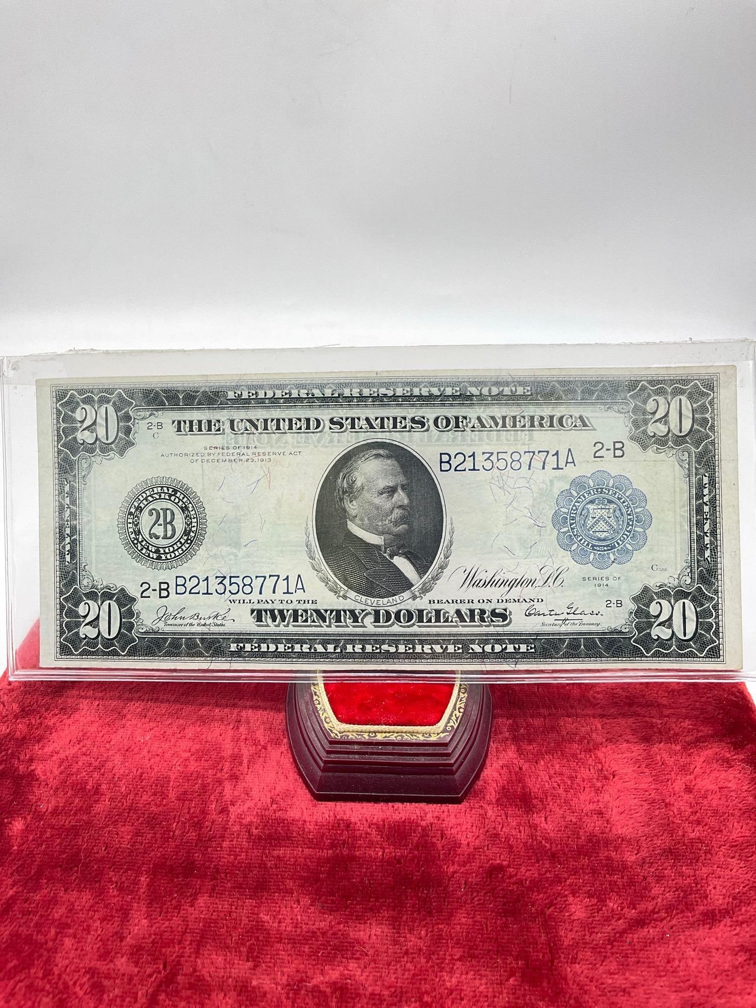 Stunning 1914 Blue Seal $20.00 Silver certificate Appears Uncirculated See pics (1 of 6)