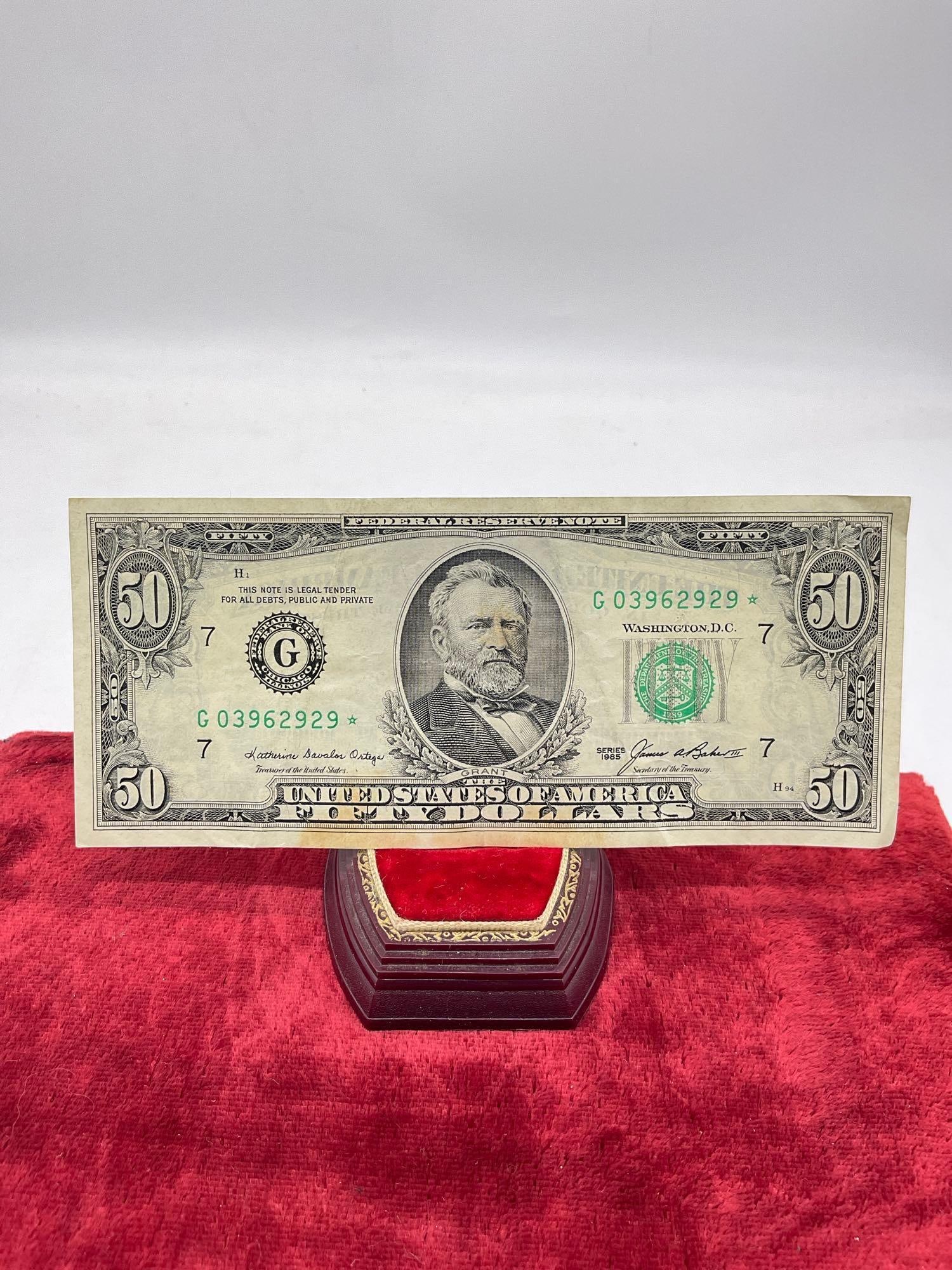 Hard to find Federal reserve 1985 Ulysses Grant $50.00 Star note in Good condition see pics (1 of 7)