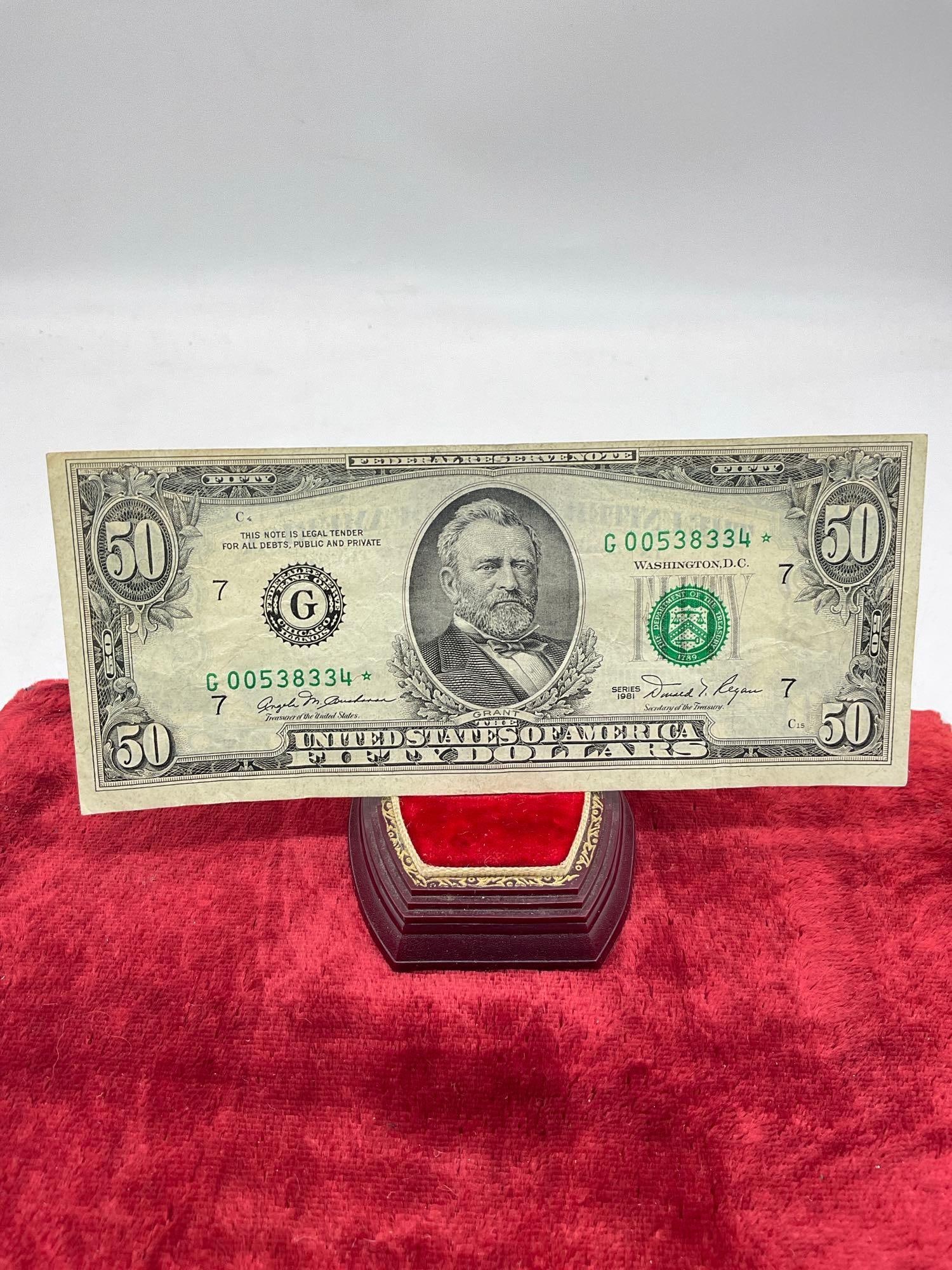 Hard to find Federal reserve 1985 Ulysses Grant $50.00 Star note Crisp Possible A/U see pics (1 of 5)