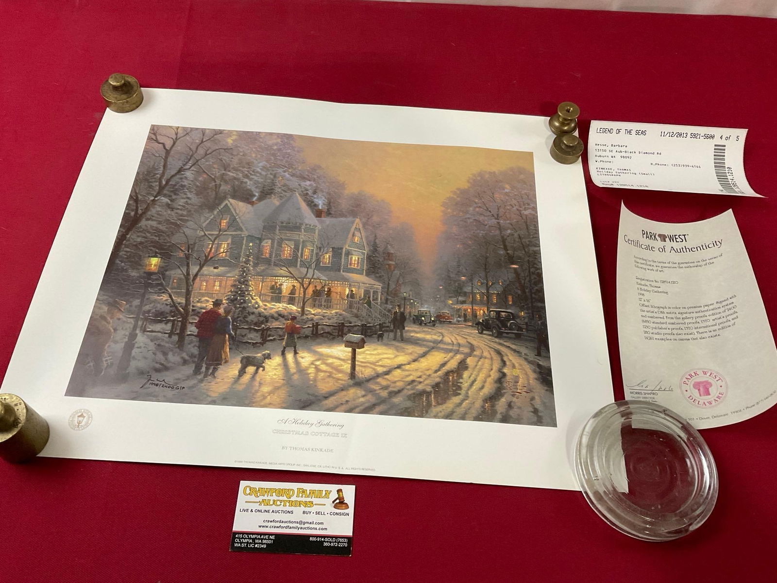Signed Thomas Kinkade Gallery Proof Lithograph 1998/2400, A Holiday Gathering, 20w x 16h inches (1 of 6)