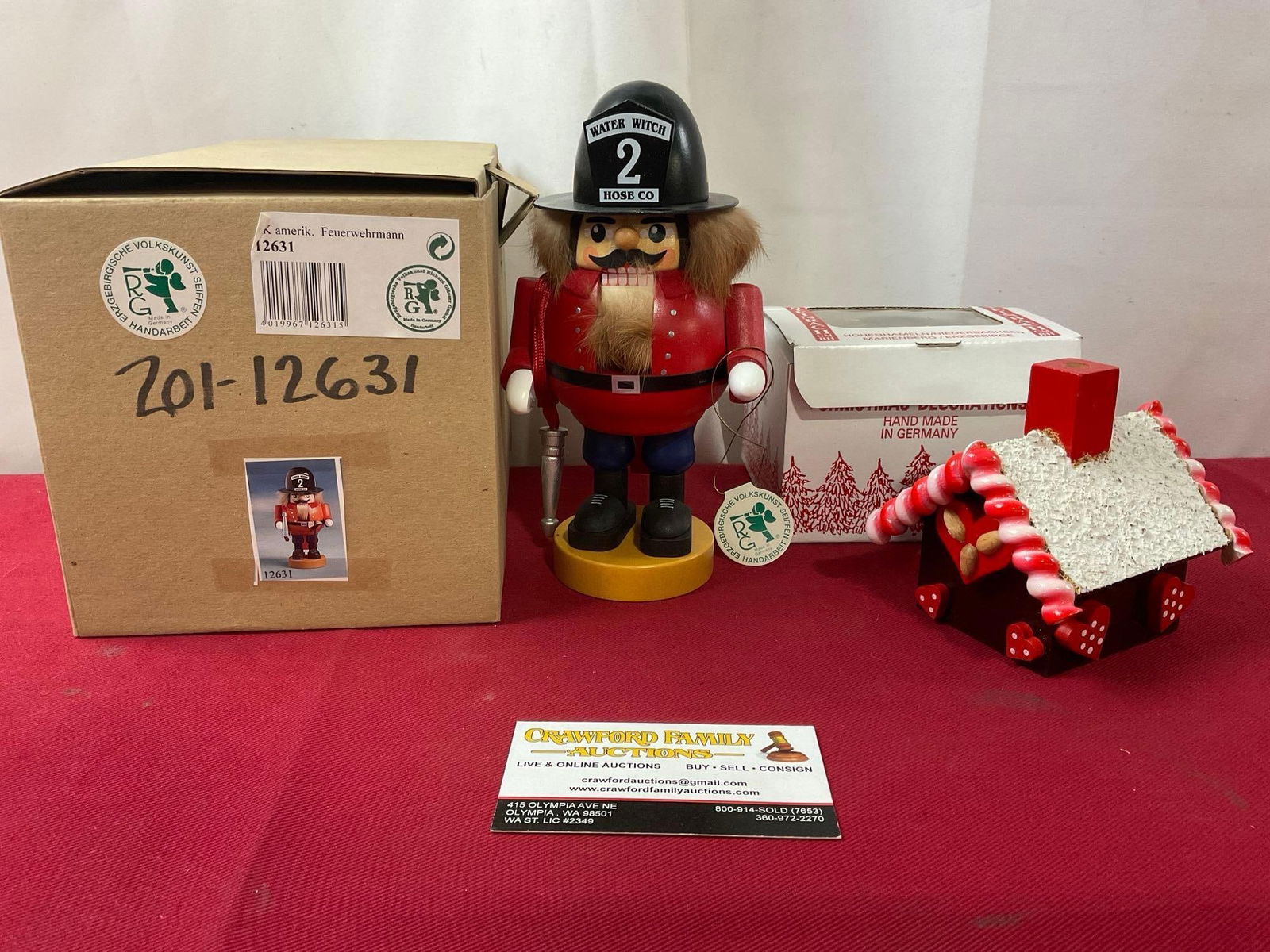 Seiffen Nutcracker #12631 Fireman Water Witch #2, & Gingerbread Figure Steinbach, original box (1 of 5)