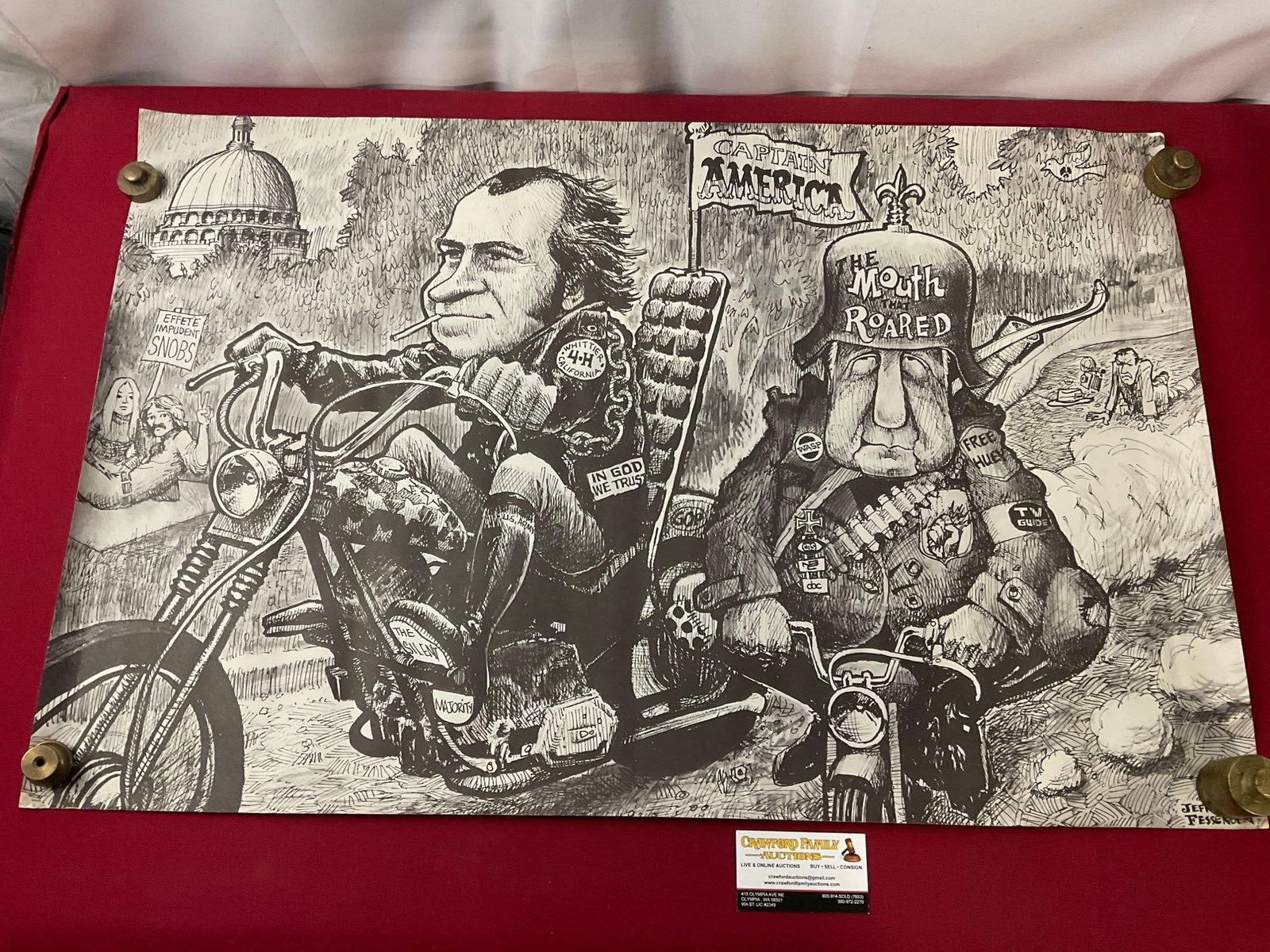 Richard Nixon Political Poster, Captain America by Jeff Fessenden, 22x34 inches, unframed & rolled (1 of 5)