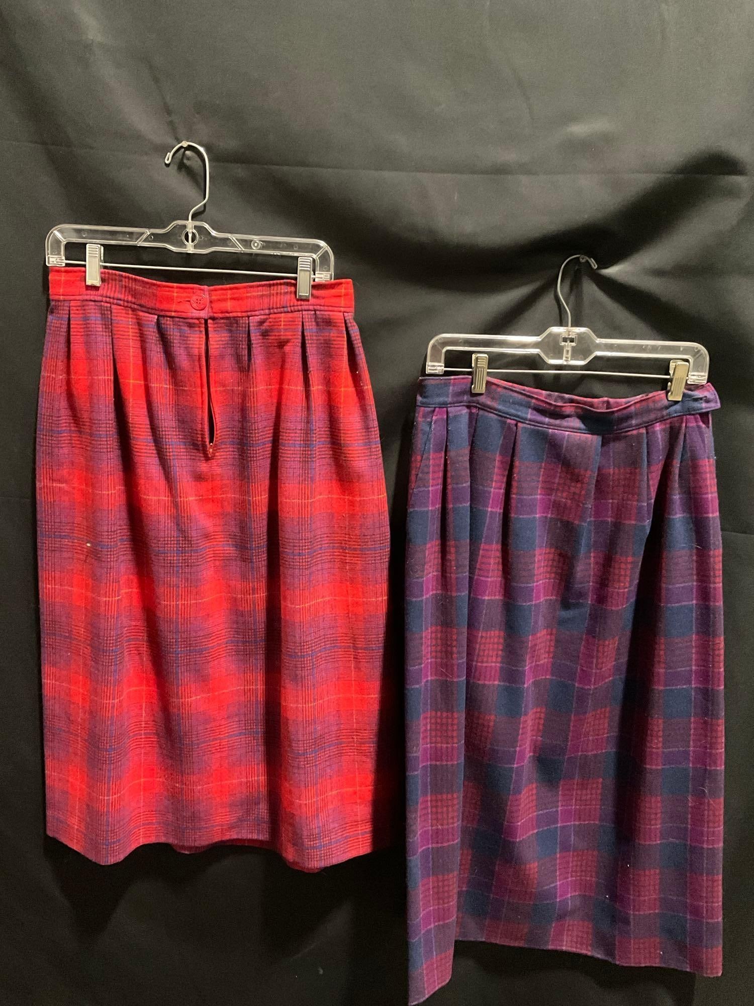 Vintage Pendleton Plaid Skirts, Flannel Clothing, approx size 14 womens (1 of 5)