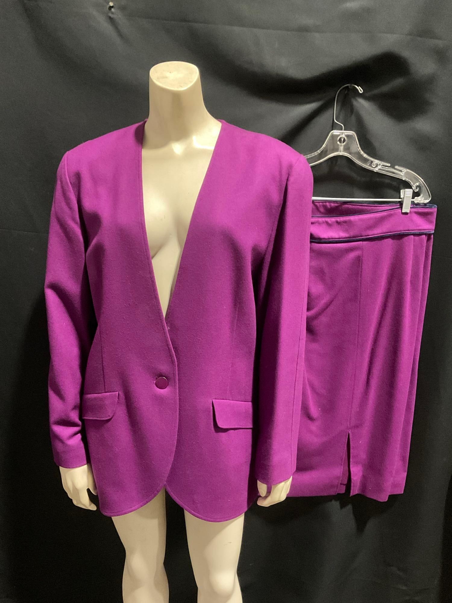 Vintage Miss Pendleton Magenta Jacket & Skirt, approx size 14-16 womens (1 of 7)
