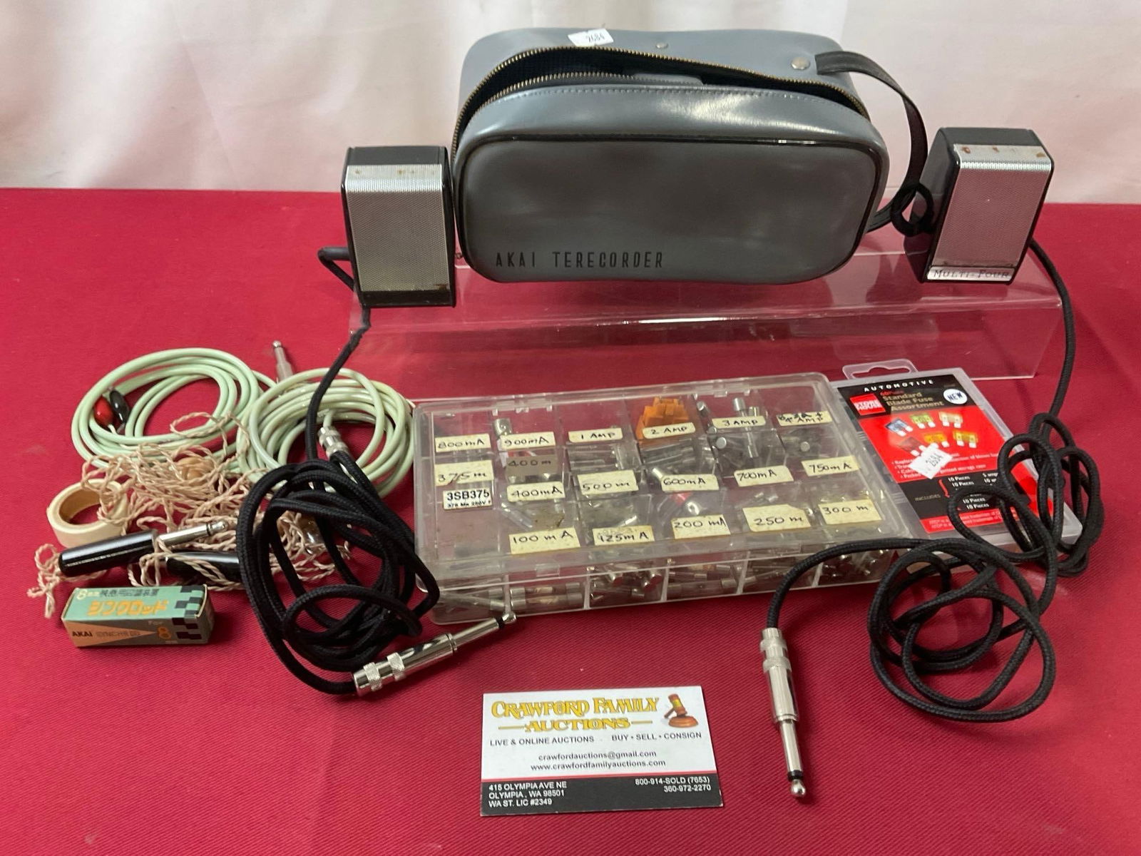Pair of Multi Four Speakers, Akai Terecorder Case, 2 Sets of various Fuses, Automotive and milliamp (1 of 6)