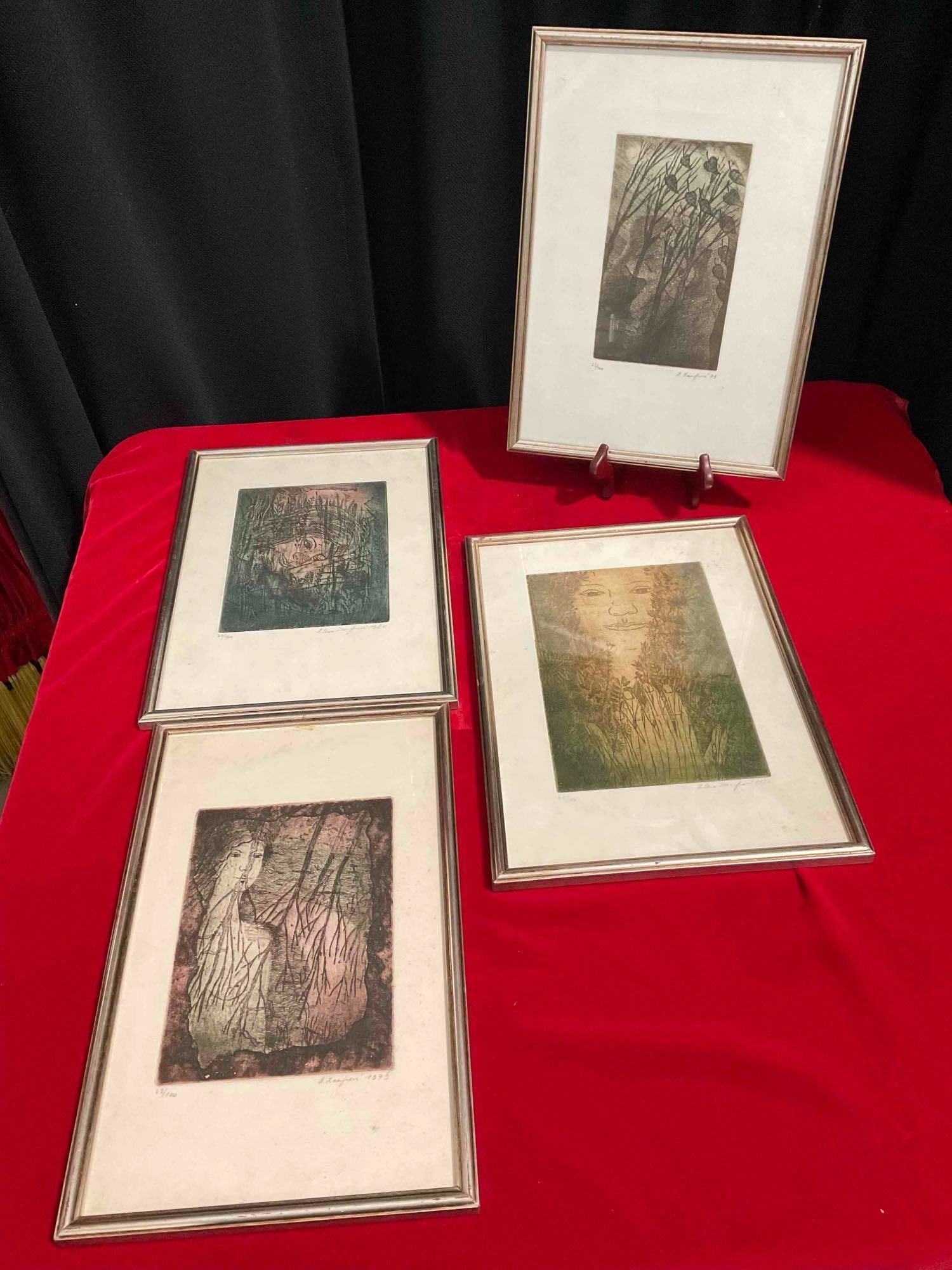 4 pcs Framed Pen & Ink Drawing Prints Signed by Artist A. Zerafrour? & Numbered. See pics. (1 of 12)