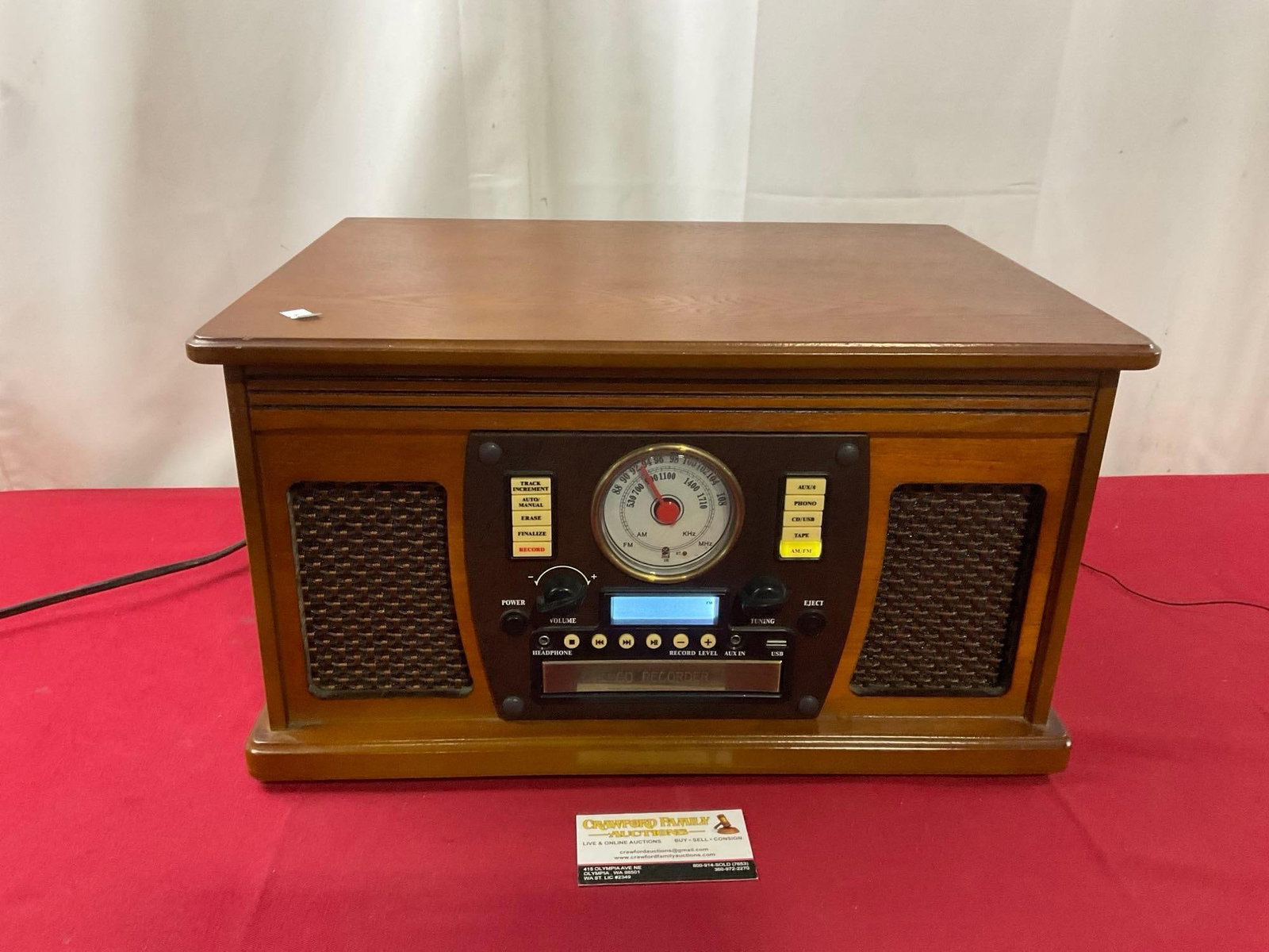 Innovative Technology ITVS-760B AM/FM/CD/Phono/Tape player, tested & working, 10h x 18.5w x 13d i...: Appears to be in good shape, tested and working. The piece measures approx 10h x 18.5w x 13d inches. See pics. E-4020