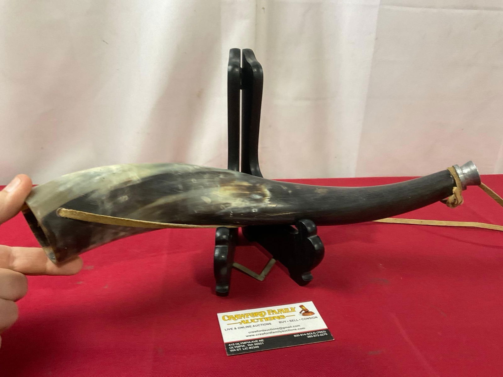 Vintage Powder Horn, 15.5 inches long, open end, likely Cow (1 of 4)