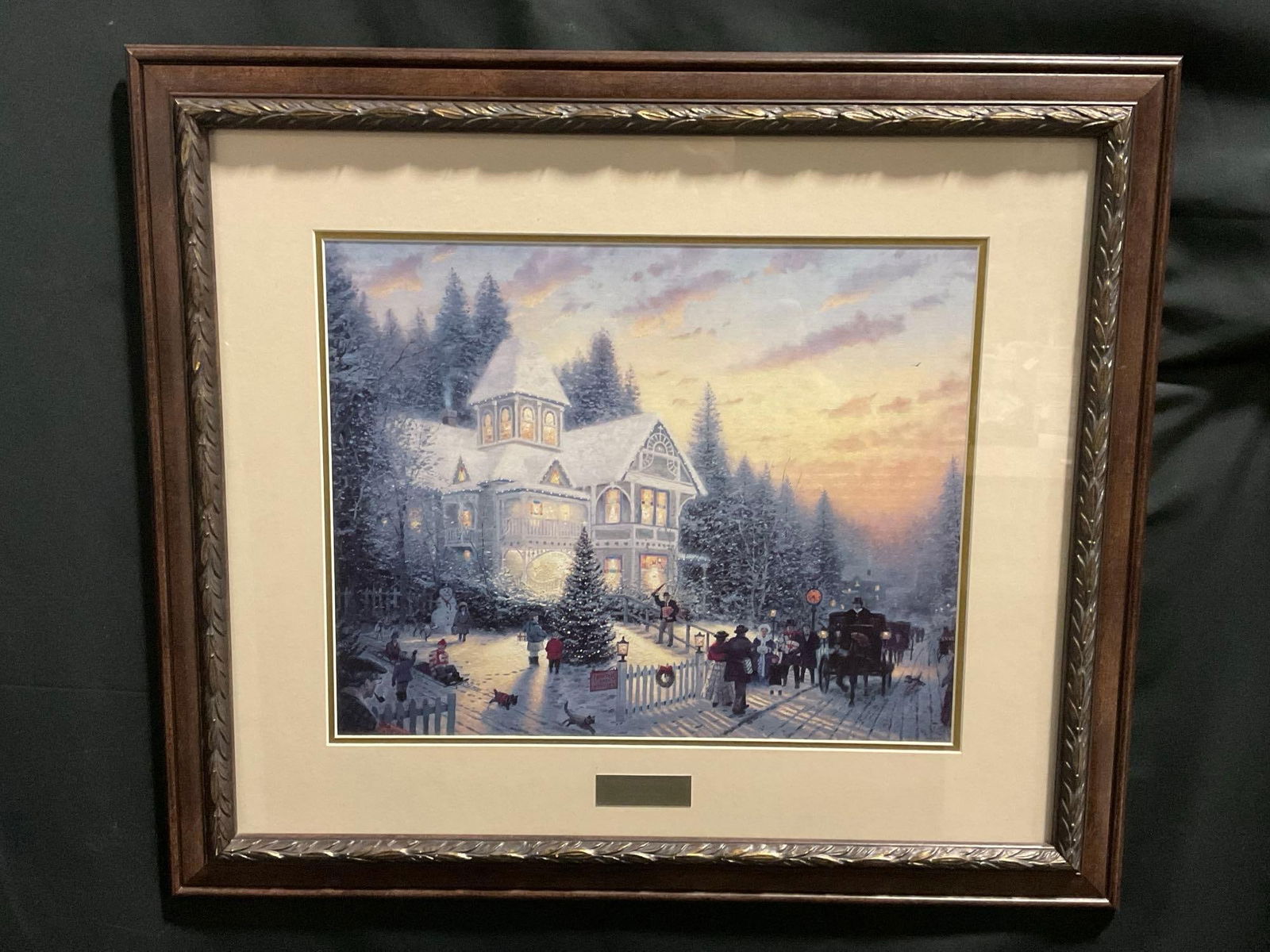 Framed Thomas Kinkade Library Edition Print of Victorian Christmas, approx 26.5h x 30w inches (1 of 7)