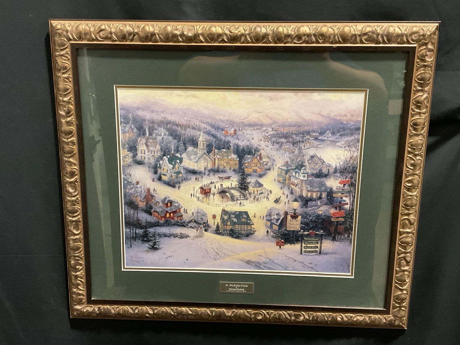 Framed Thomas Kinkade Library Edition Print of St. Nicholas Circle, approx 26.5h x 30w inches (1 of 8)