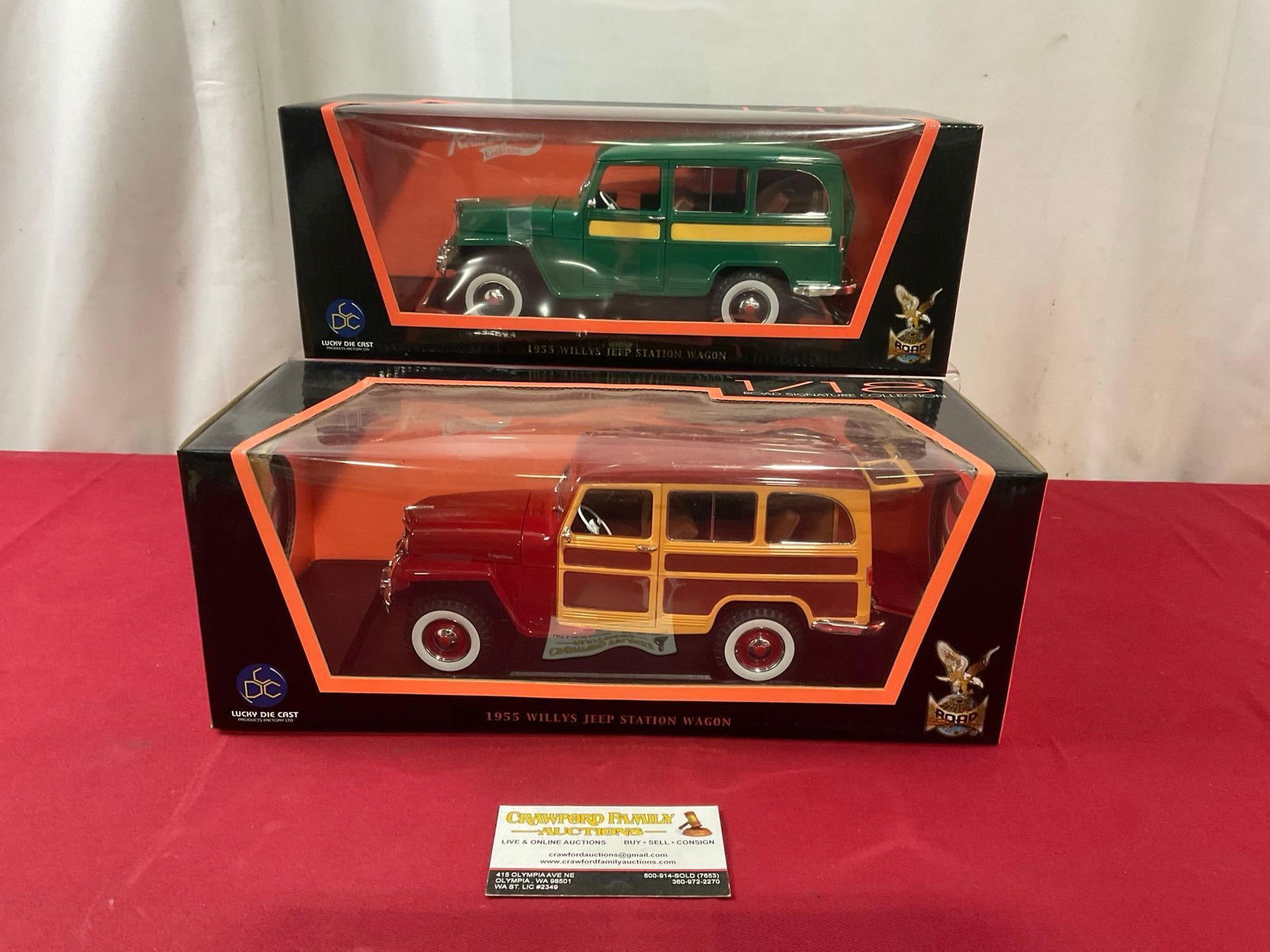 Pair of Lucky Die Cast Cars in Box, 1955 Willys Jeep Station Wagons, about 11 inches long (1 of 4)