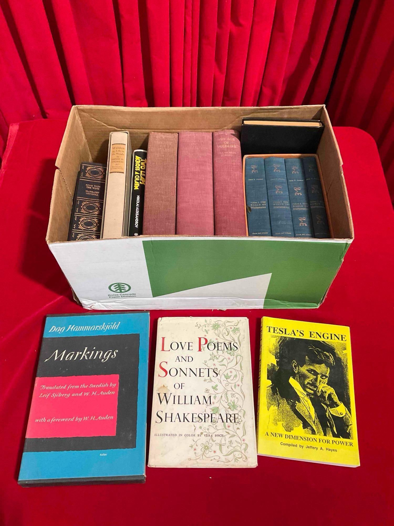 14 pcs Vintage Book Collection. Walden by Thoreau, World of Mathematics & More! See pics. (1 of 7)