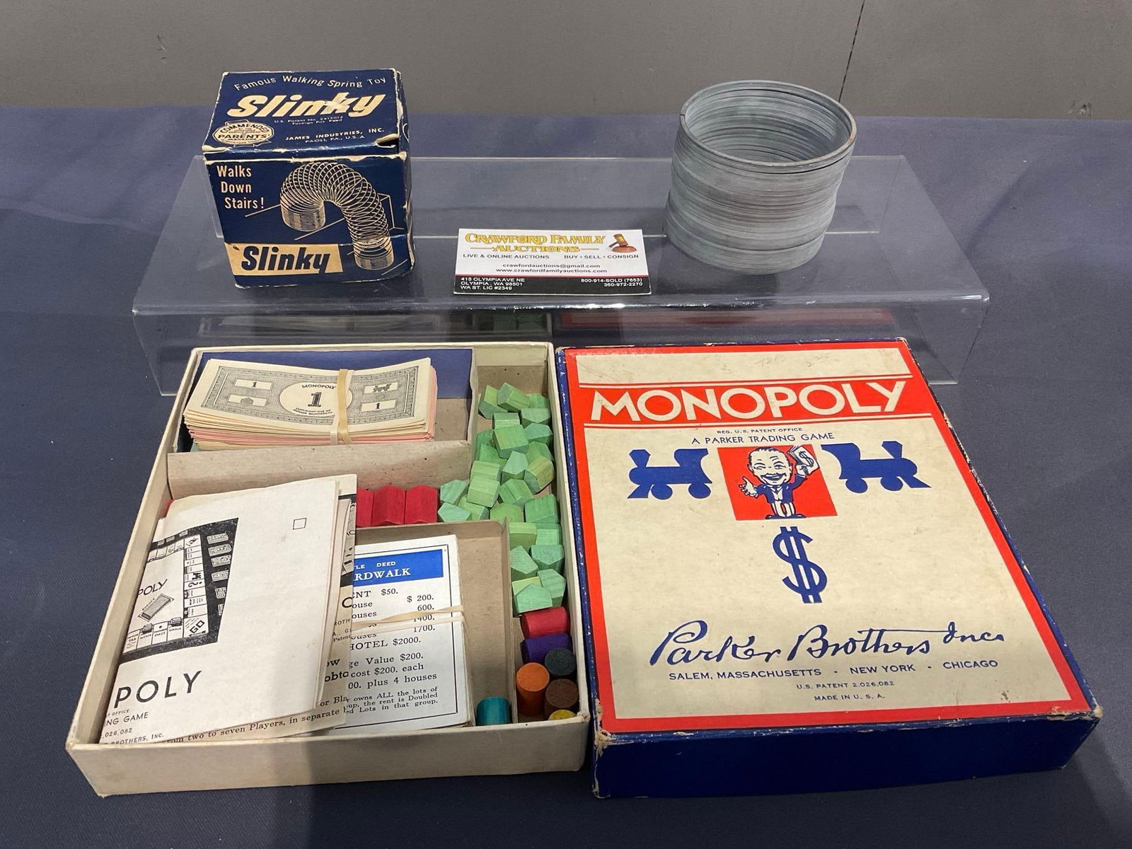 1930s-1940s Monopoly Game w/ Box & Slinky in Box (1 of 3)