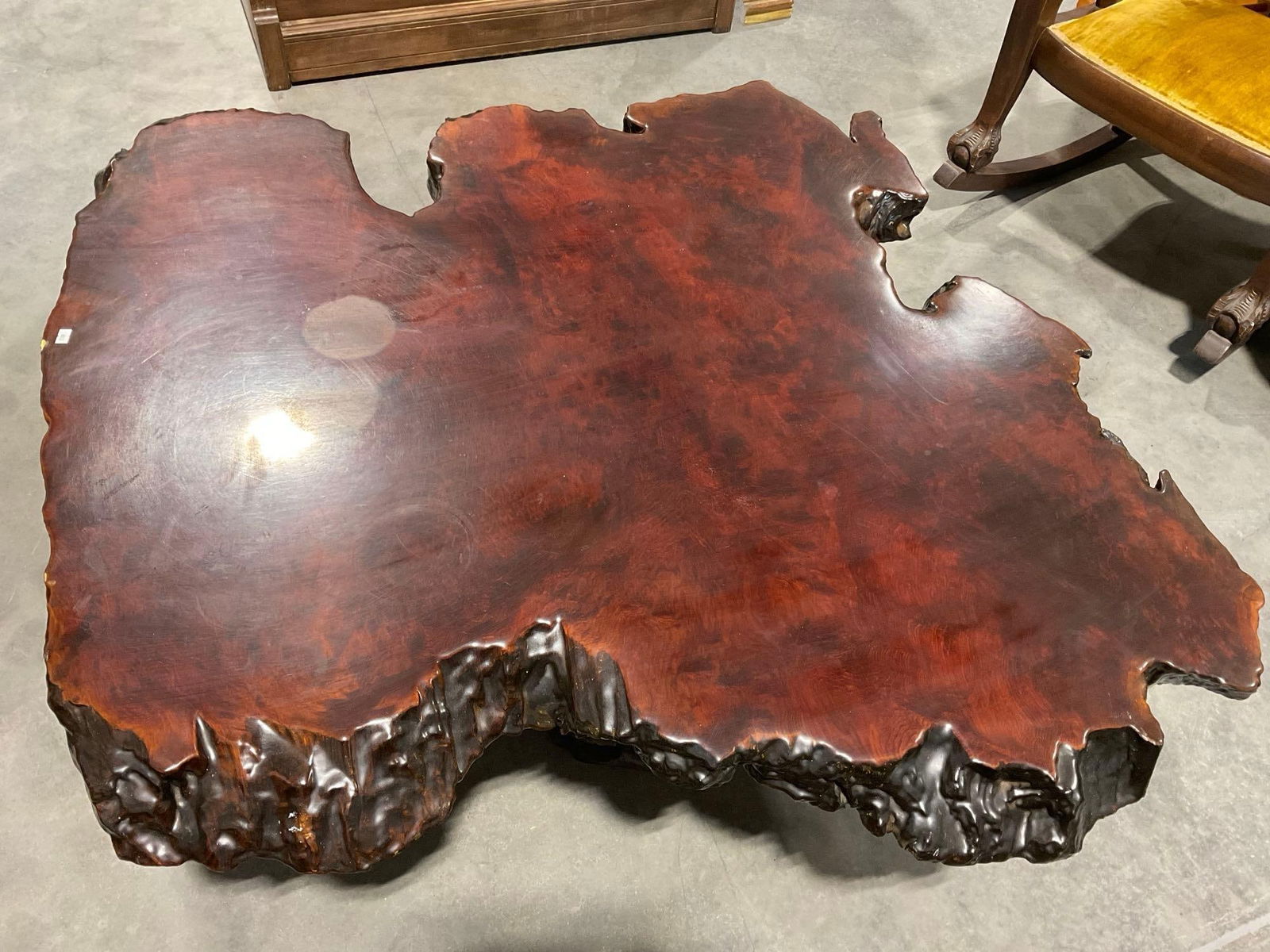 Gorgeous Redwood Slab Coffee Table, Live Edges, finished with resin, 18.5h x 50.5w x 47d inches (1 of 6)