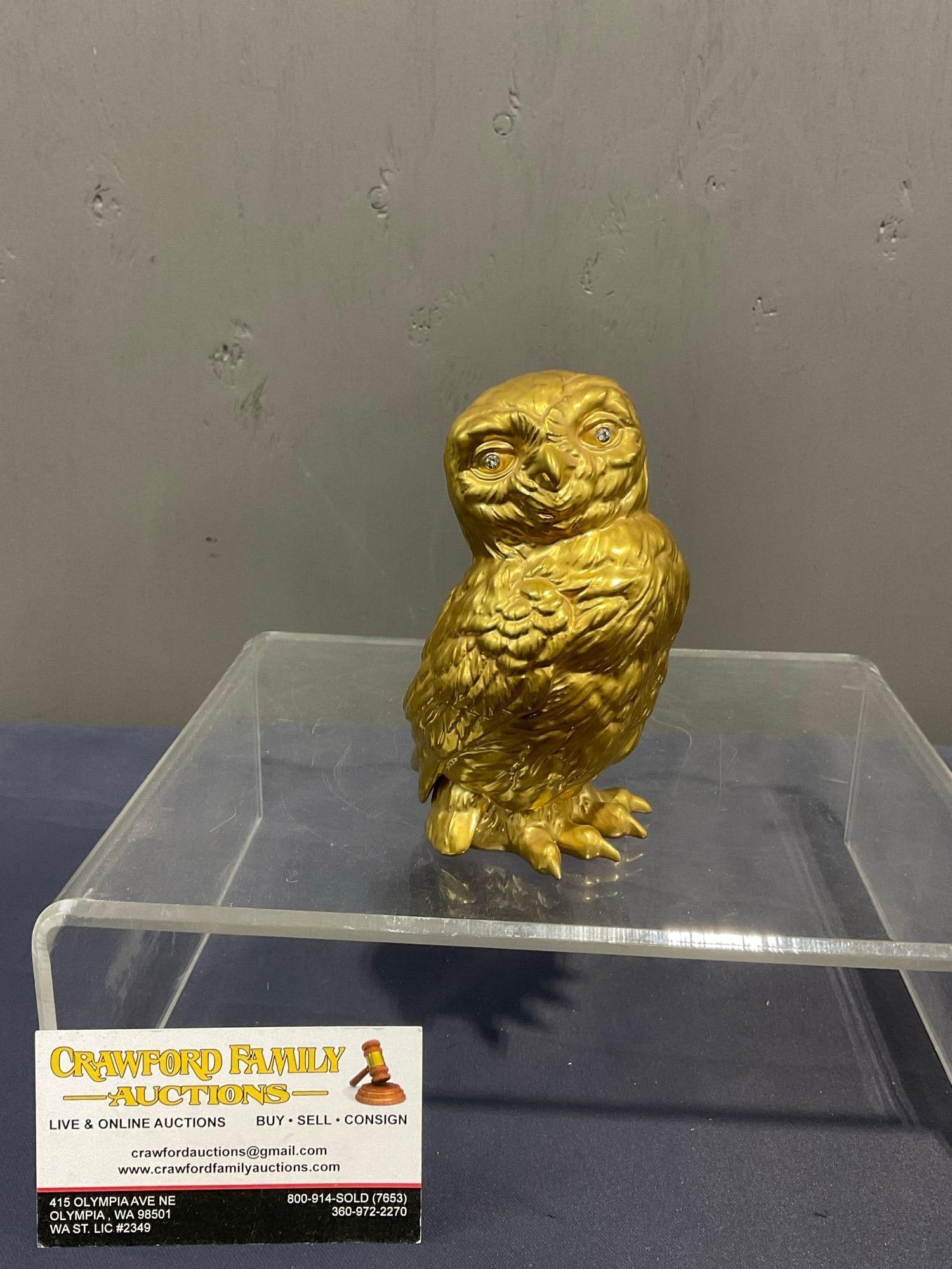 Rare Boehm 24k Coin gold owl Featuring real diamond eyes # 56/400 (1 of 7)