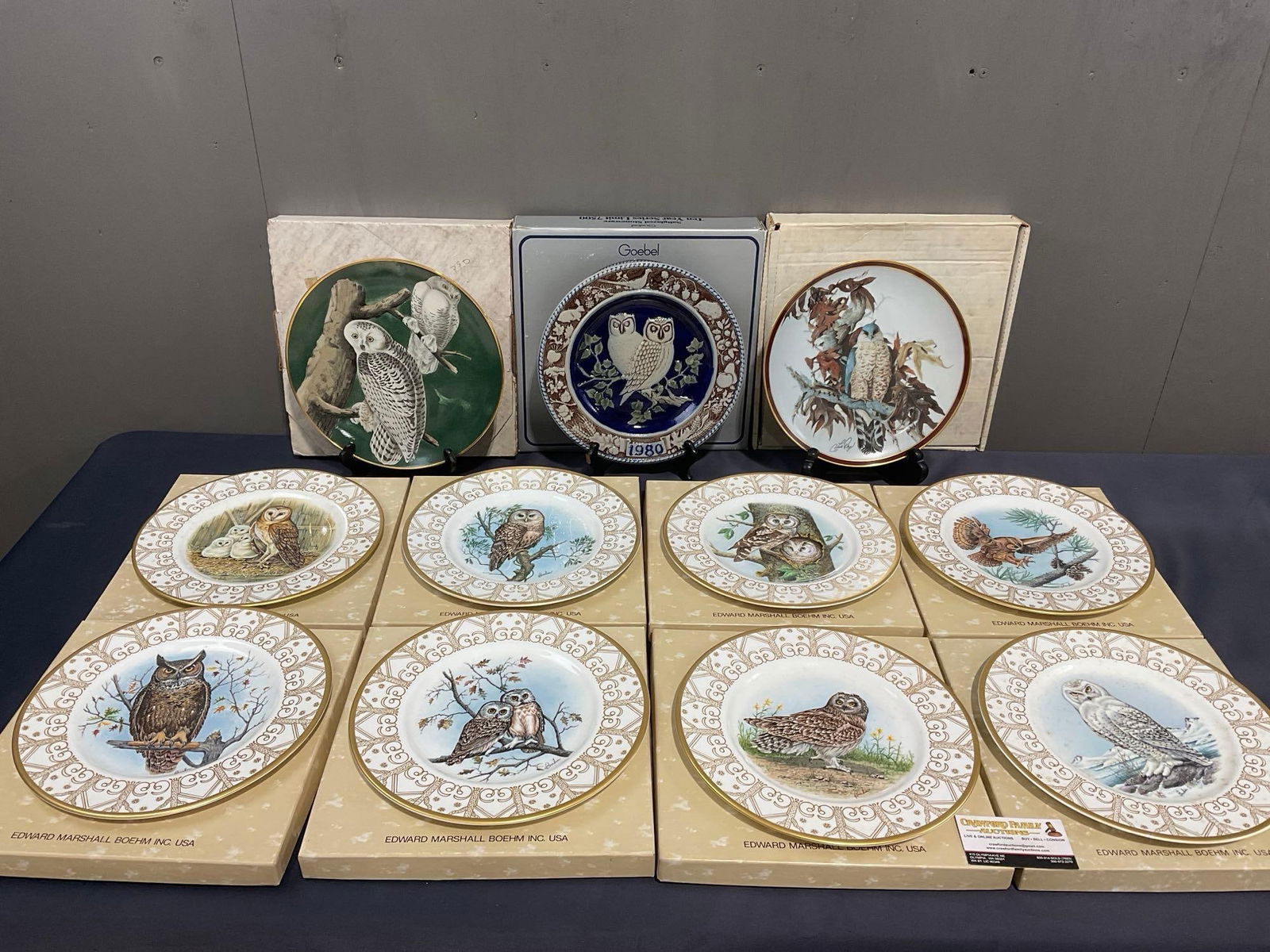 11 Bird, mostly Owl Collectible Plates, 1 Audubon, 1 Hamilton, 1 Goebel, 8 E.M. Boehm Pattern in ... (1 of 8)