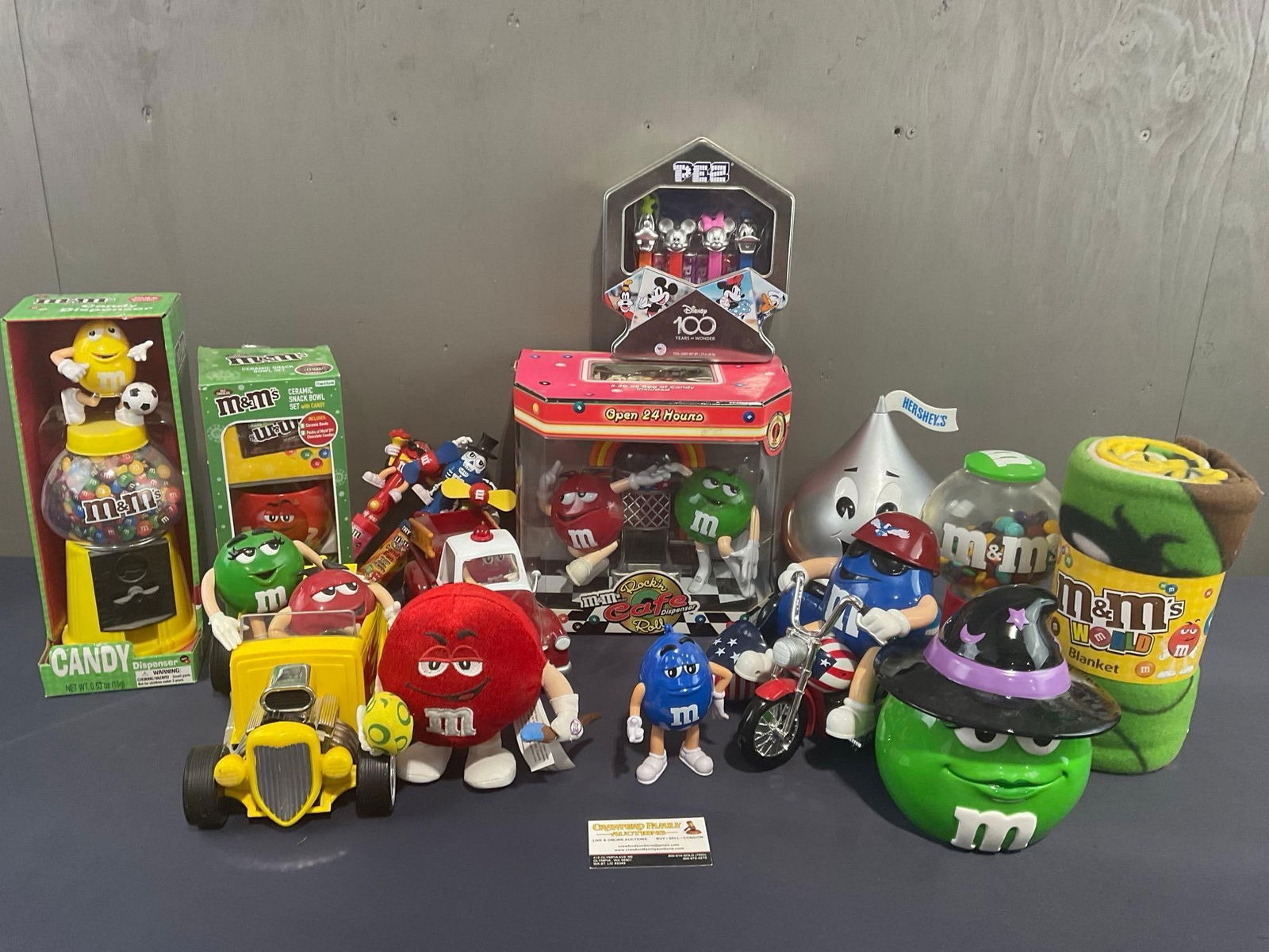 Assortment of M&Ms Collectibles, Cars, Dispensers, Candy Jar, Blanket, Plush & Figures, 15 pieces (1 of 4)
