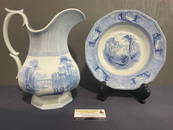 Pair of Antique Ironstone pieces, Bates, Walker & Co. Pitcher & J. Clementson Bowl, marked Siam