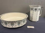 Antique Cauldon Ironstone Basin & Pitcher Set, Matching Handpainted Designs